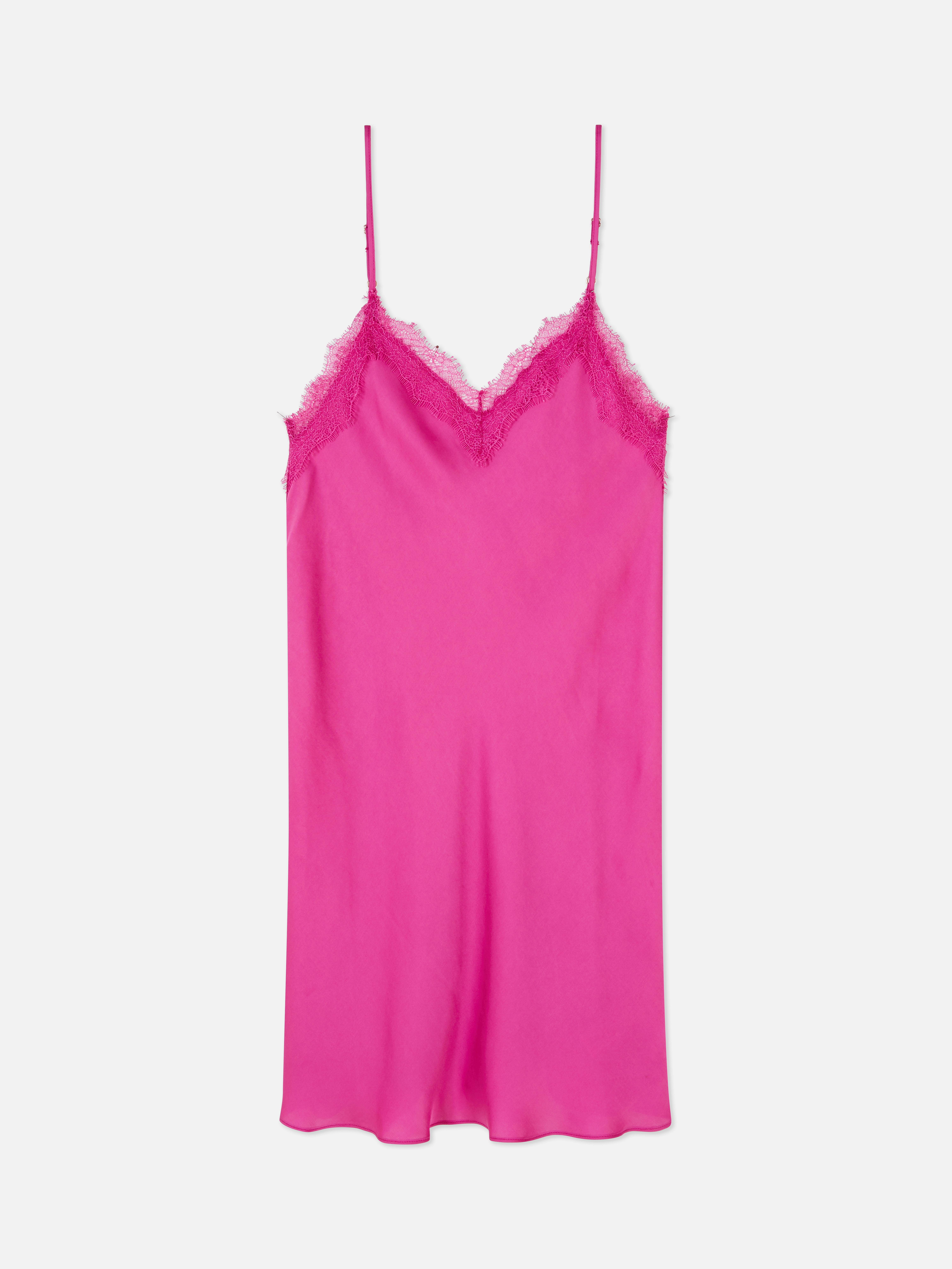 Satin Lace Trimmed Chemise Nightdress