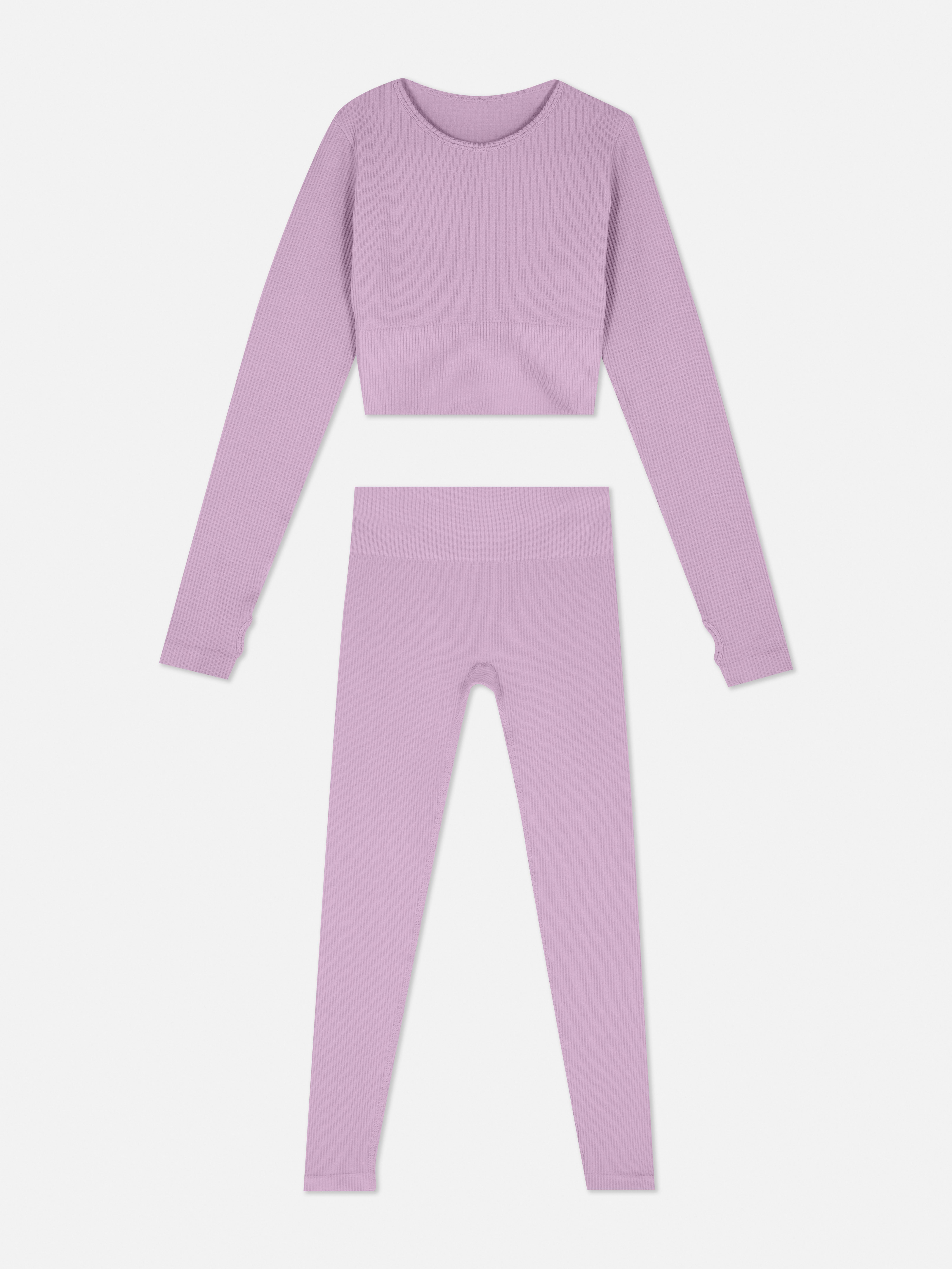 Girls Lilac Coord Ribbed Activewear Set Primark