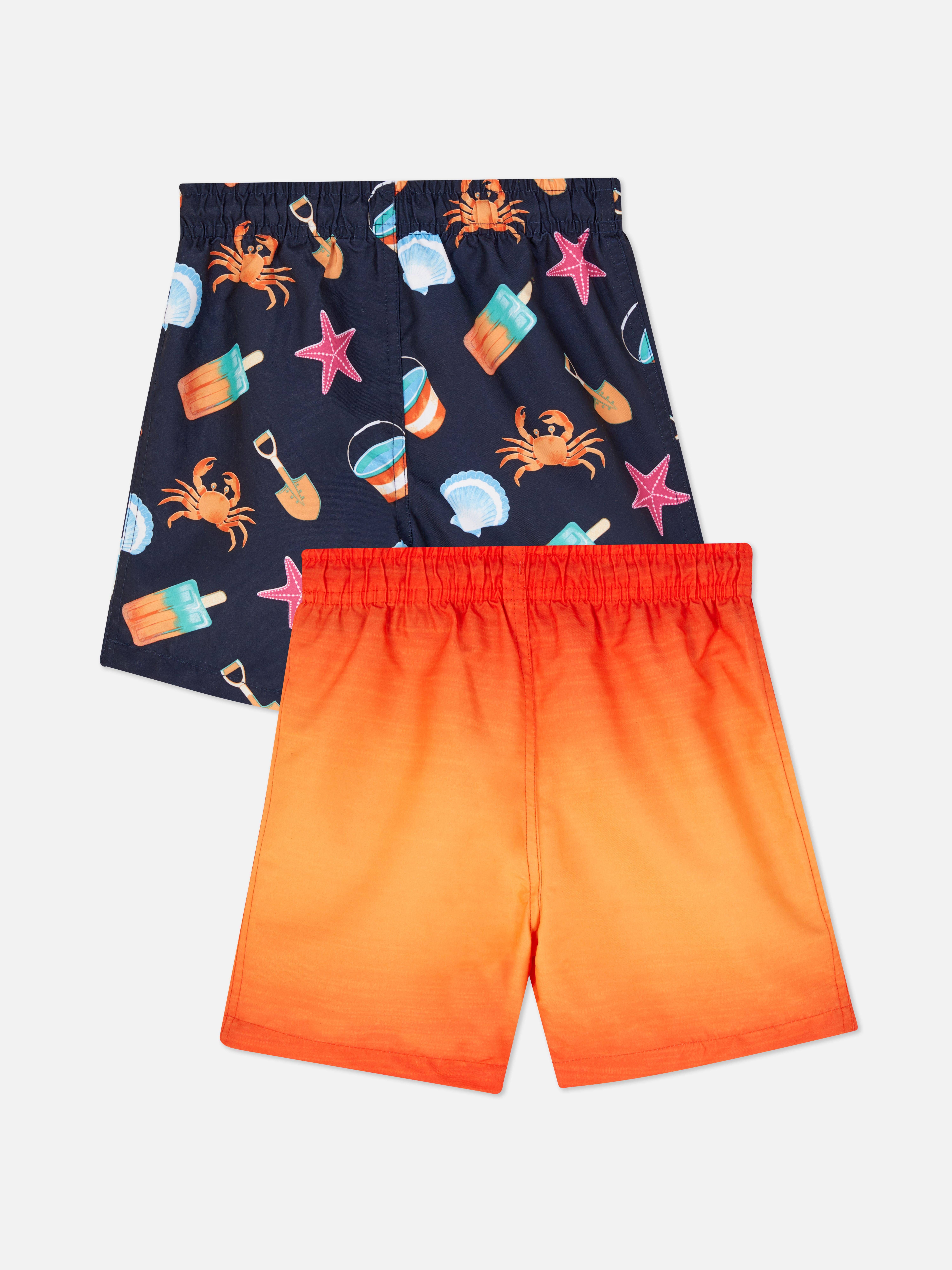 2pk Beach Print Swim Shorts