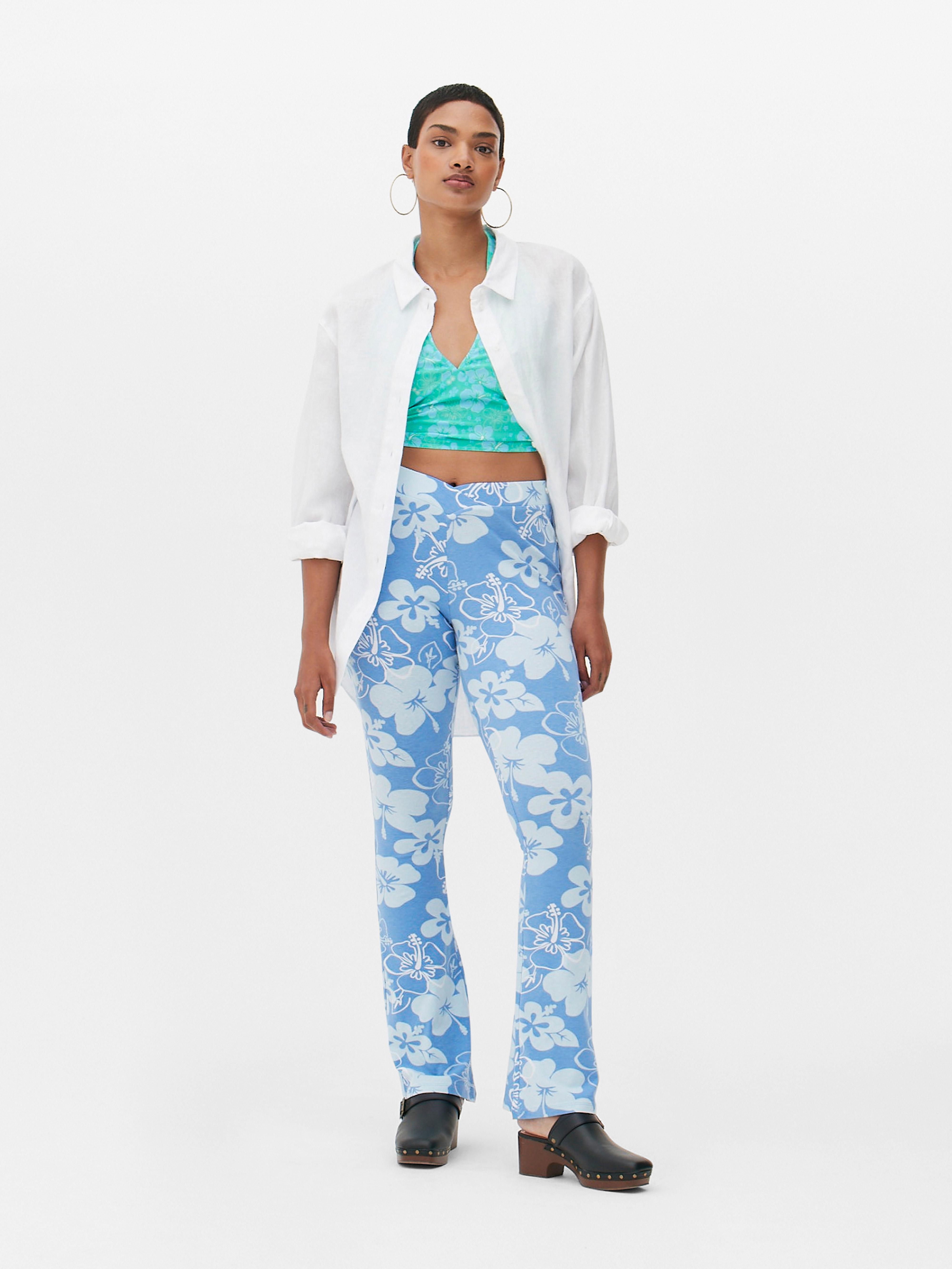 Floral Printed Flare Trousers