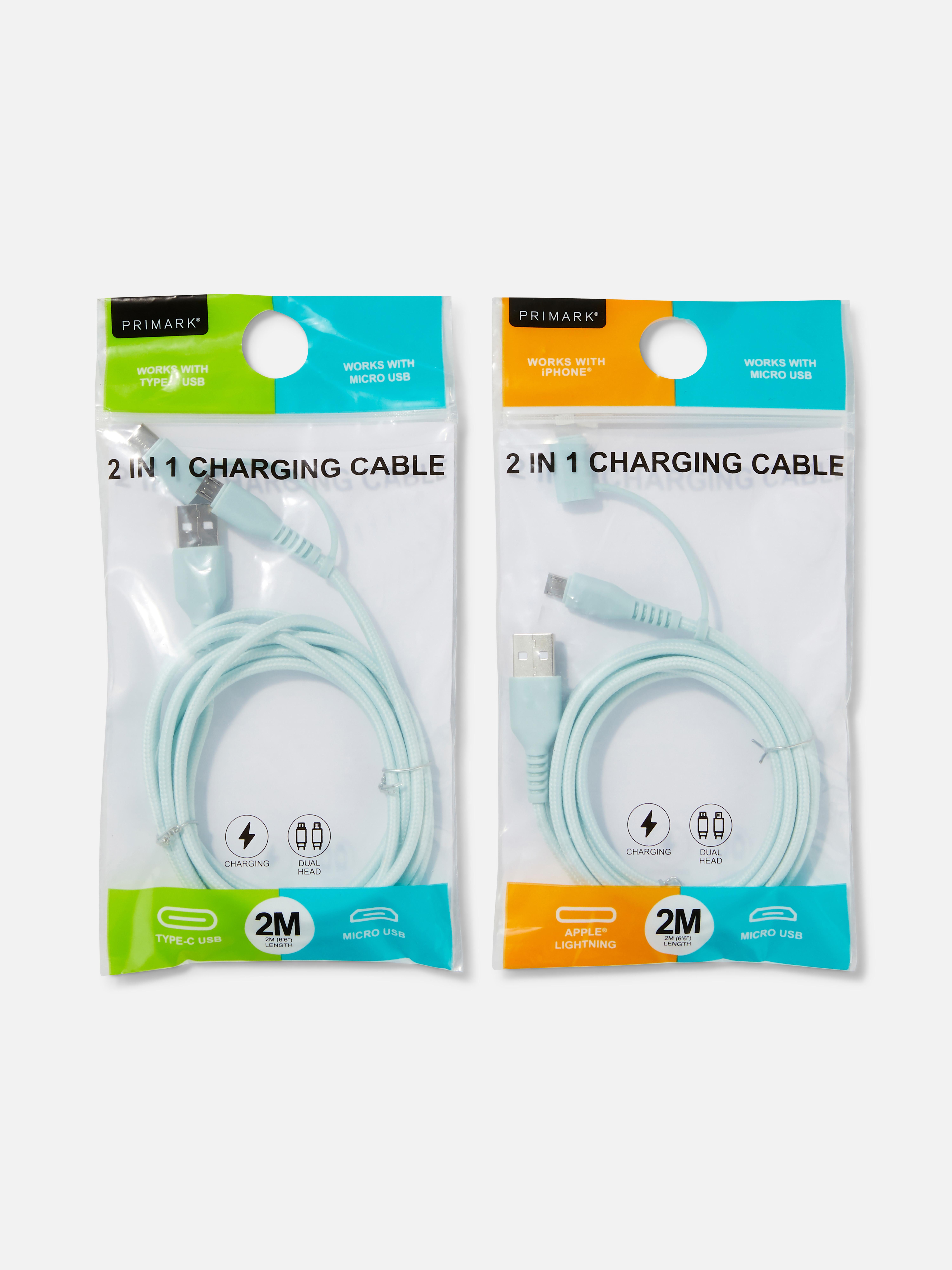 2 in 1 2m Charging and Data Sync Cable