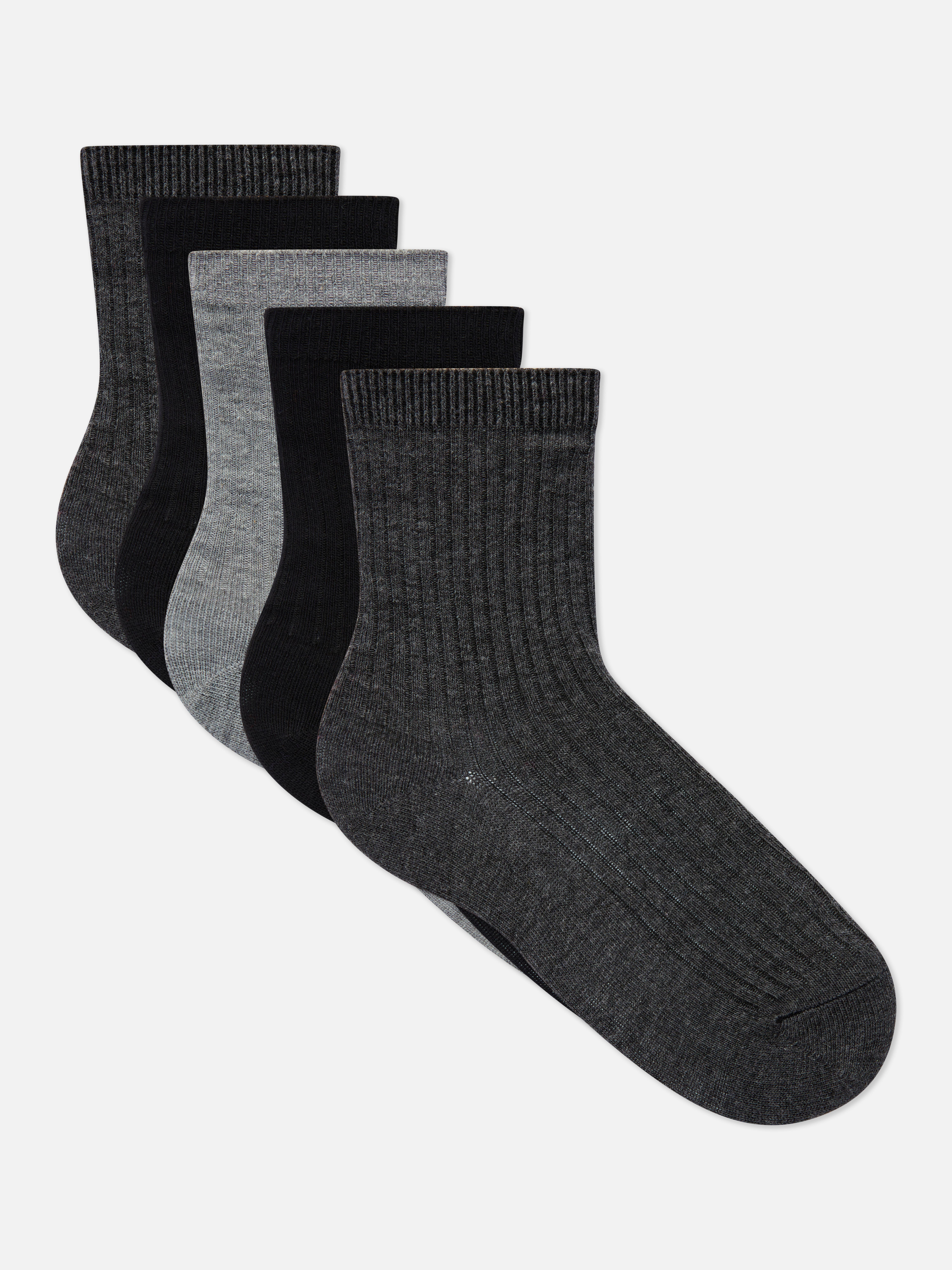 5pk Ribbed Ankle Socks