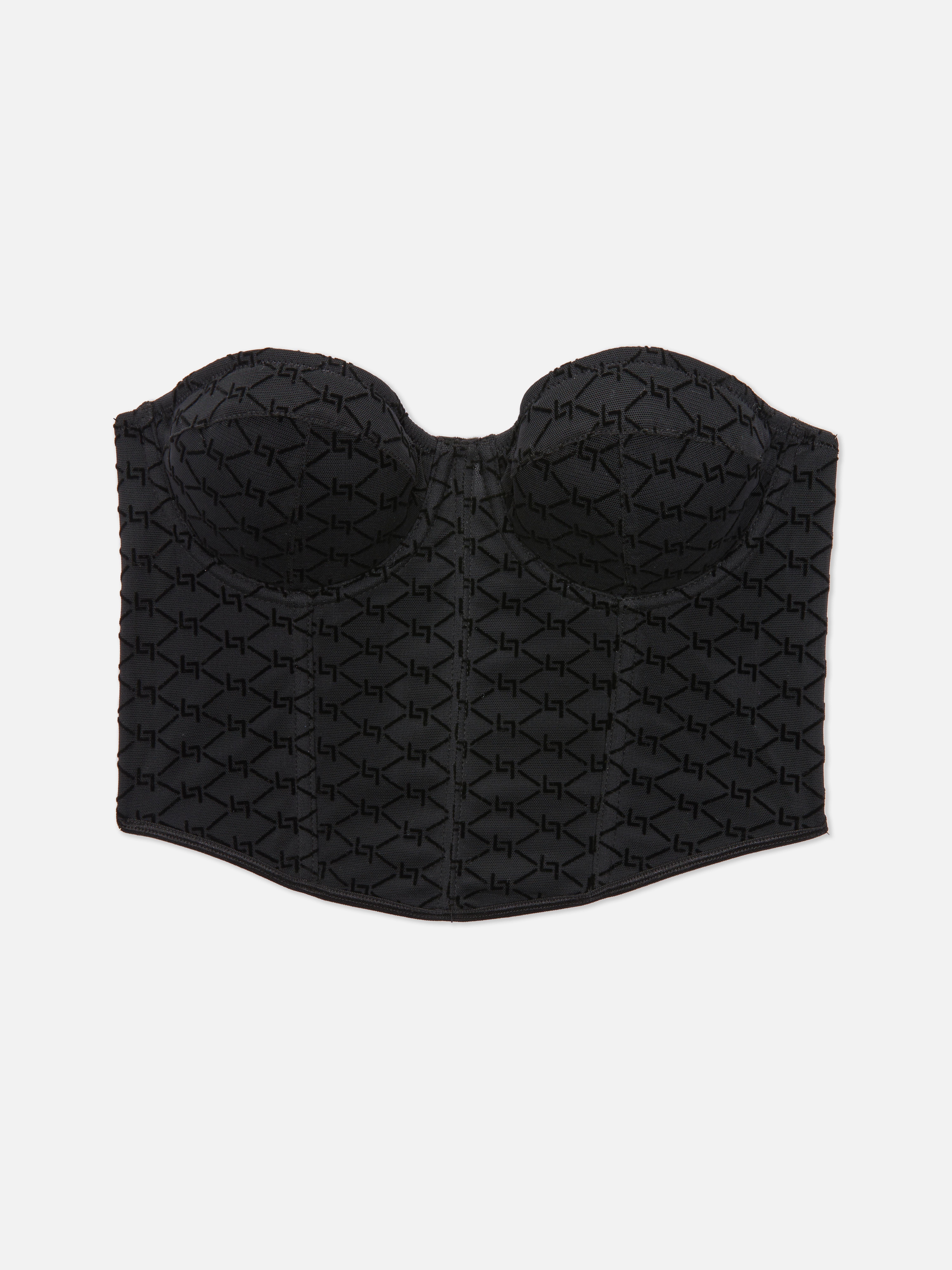 Flocked Fitted Bustier Cupped Corset