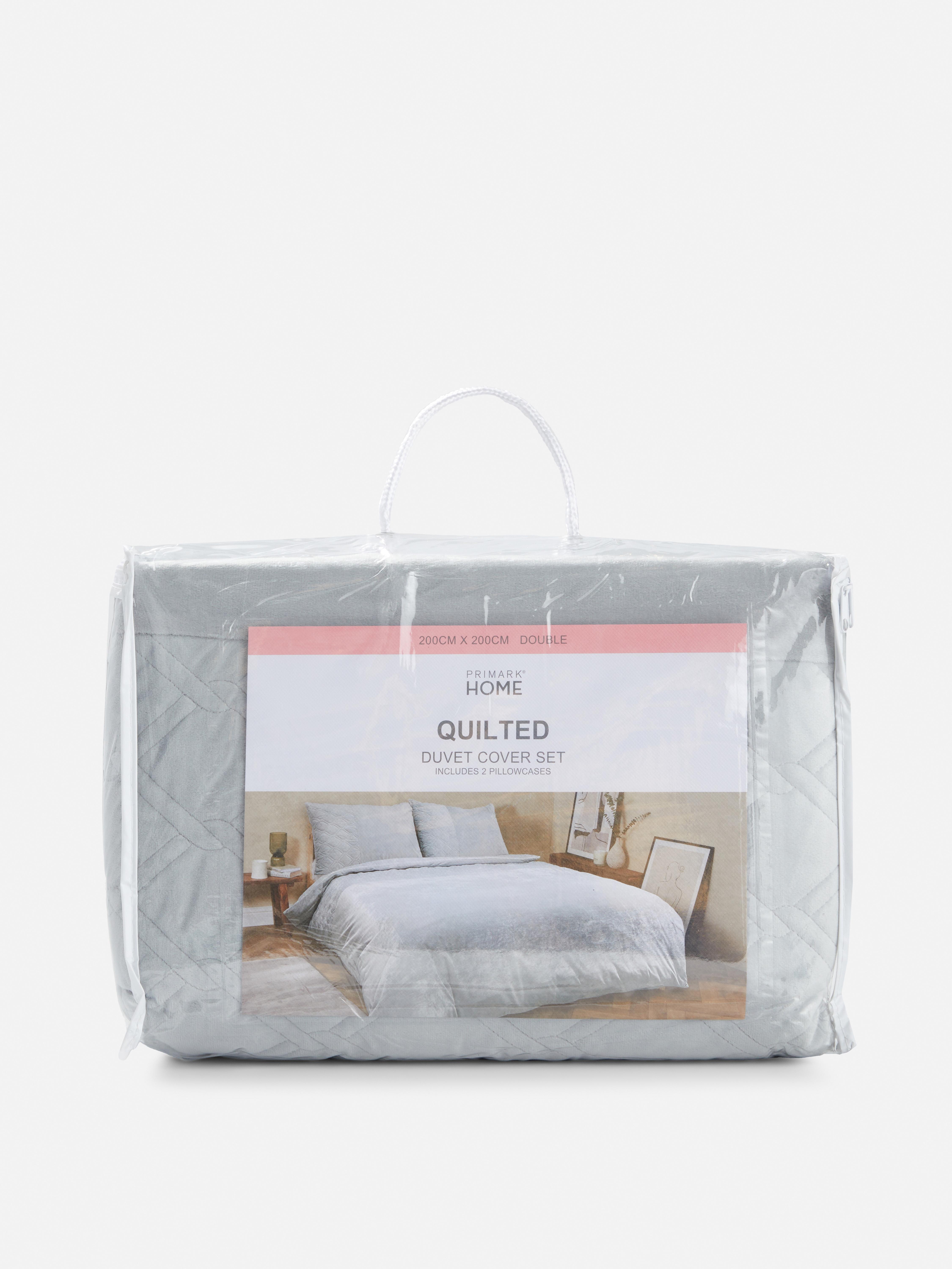 Minky Quilted Double Duvet Cover Set