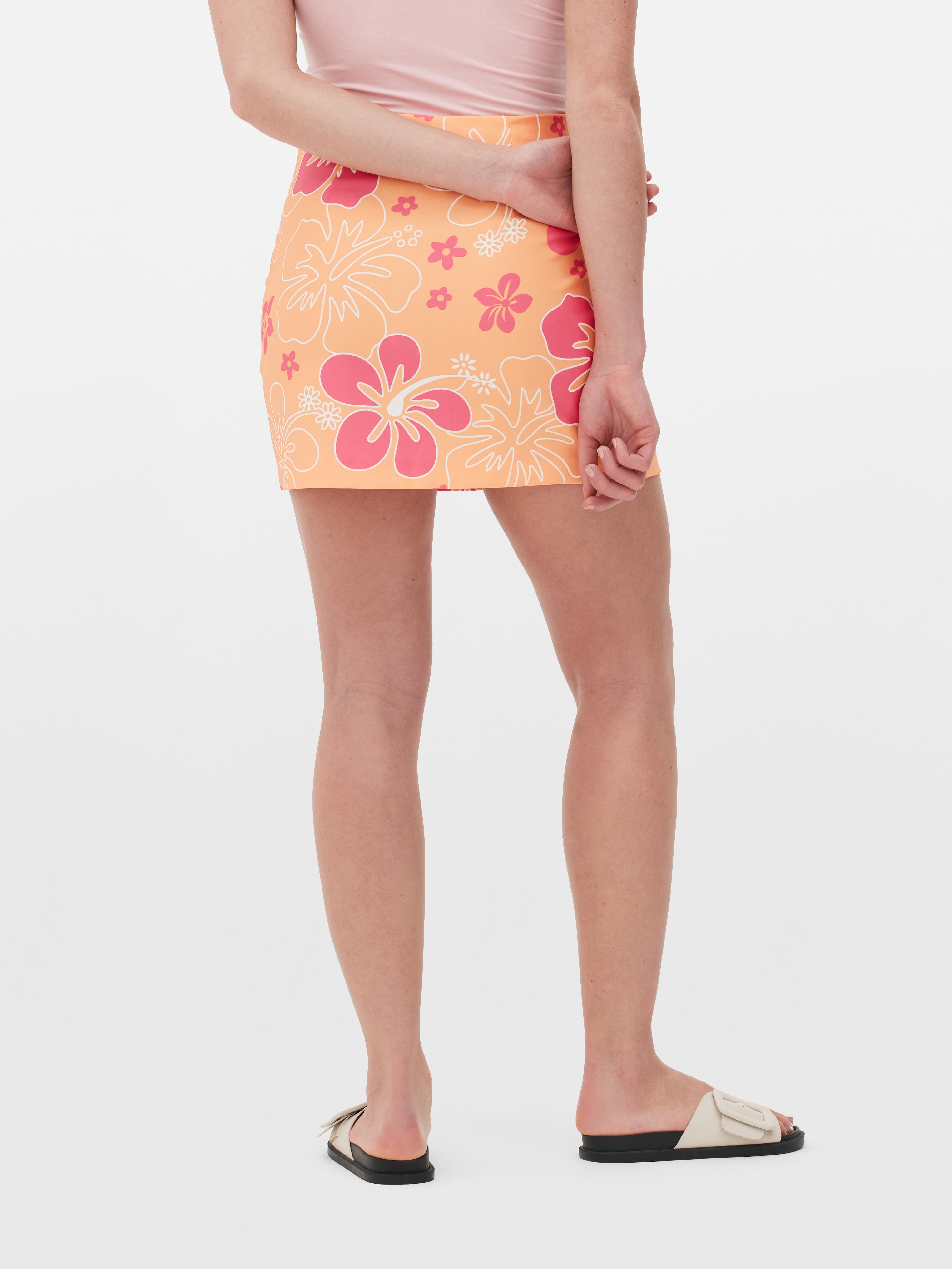 Tropical Print Mini Skirt