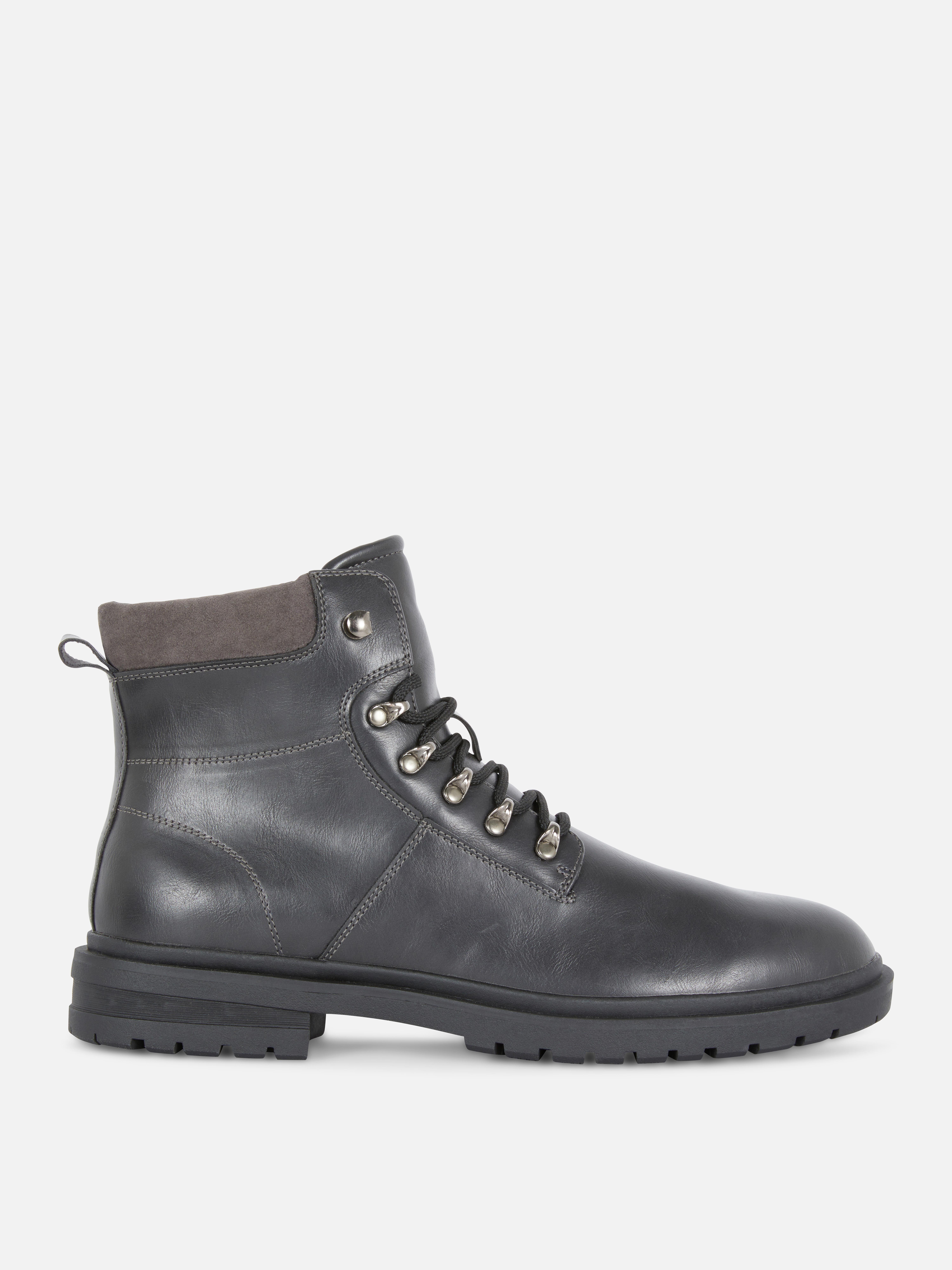 Faux Leather Walking Boots