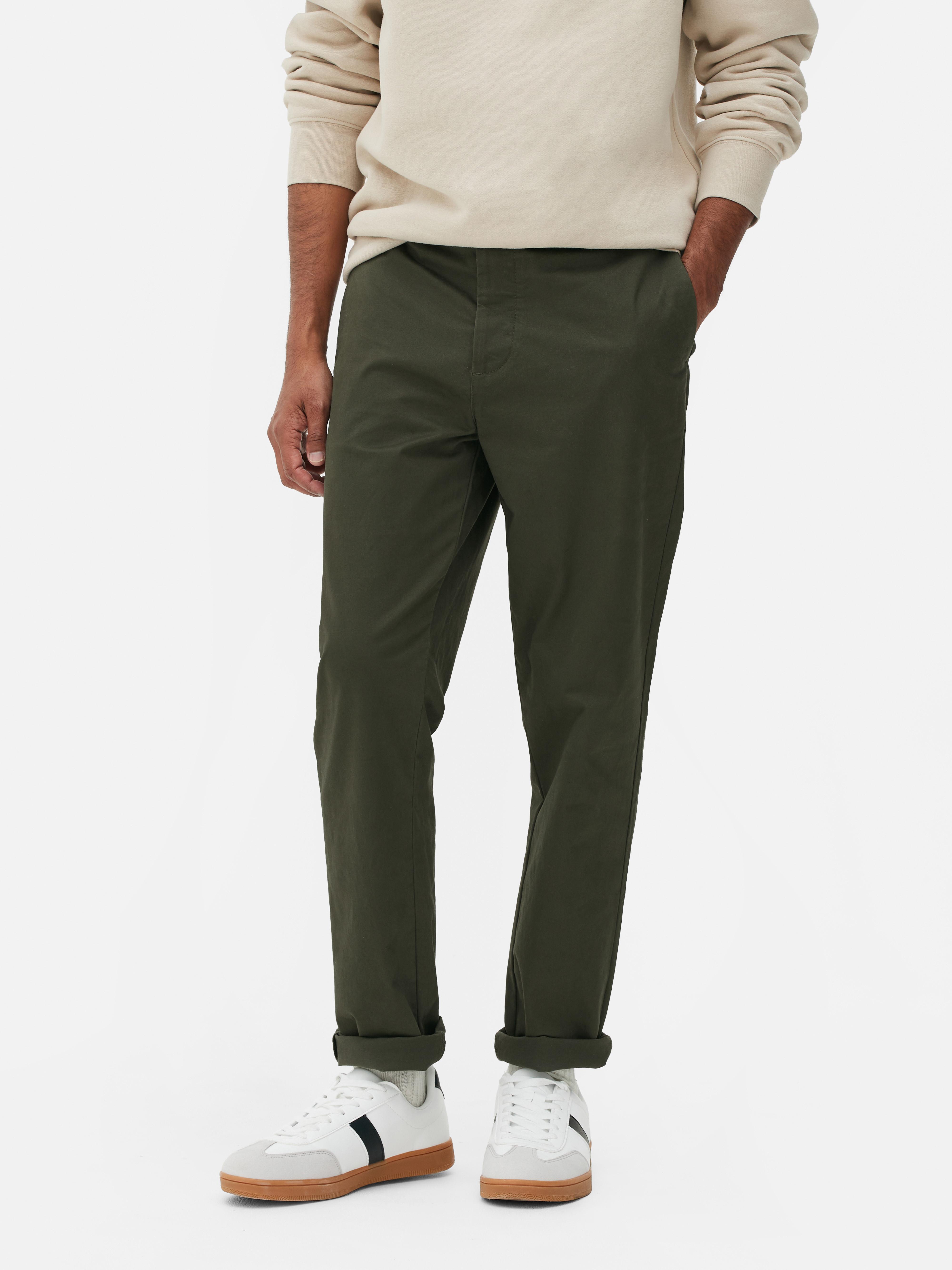 Men's Dark Green Slim Fit Stretch Chinos | Primark