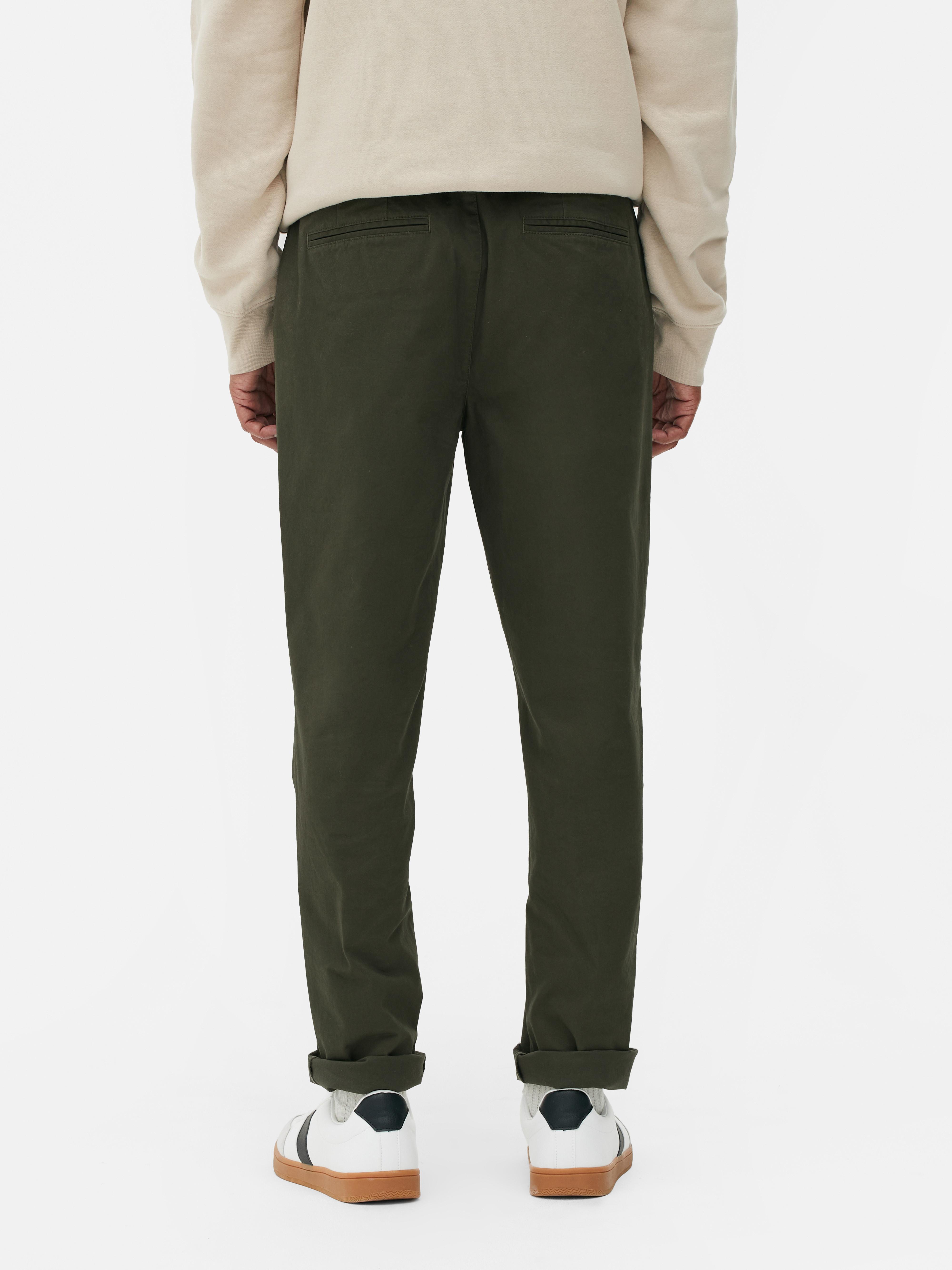 Men's Dark Green Slim Fit Stretch Chinos | Primark