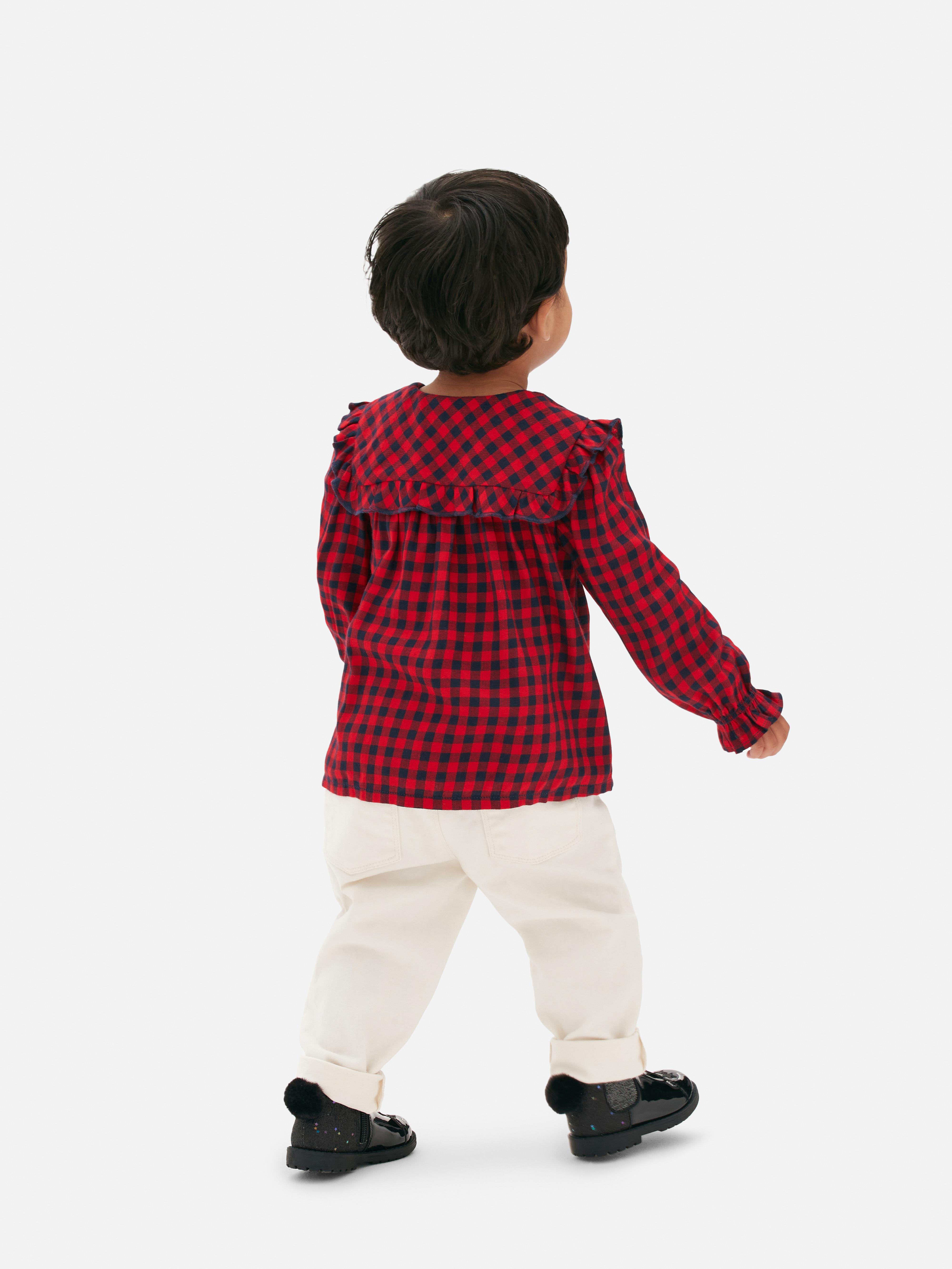 Ruffle Trim Checked Blouse
