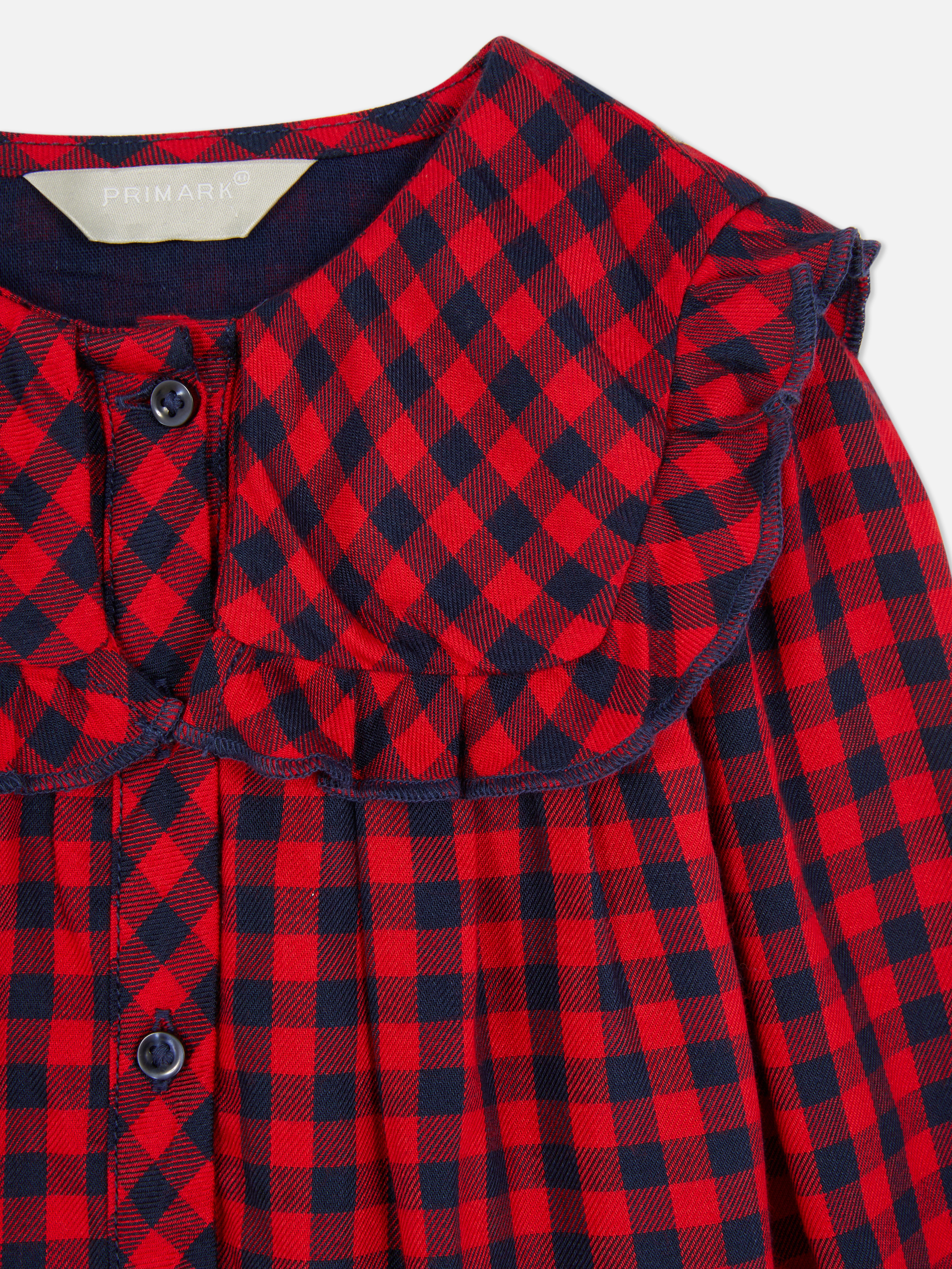 Ruffle Trim Checked Blouse