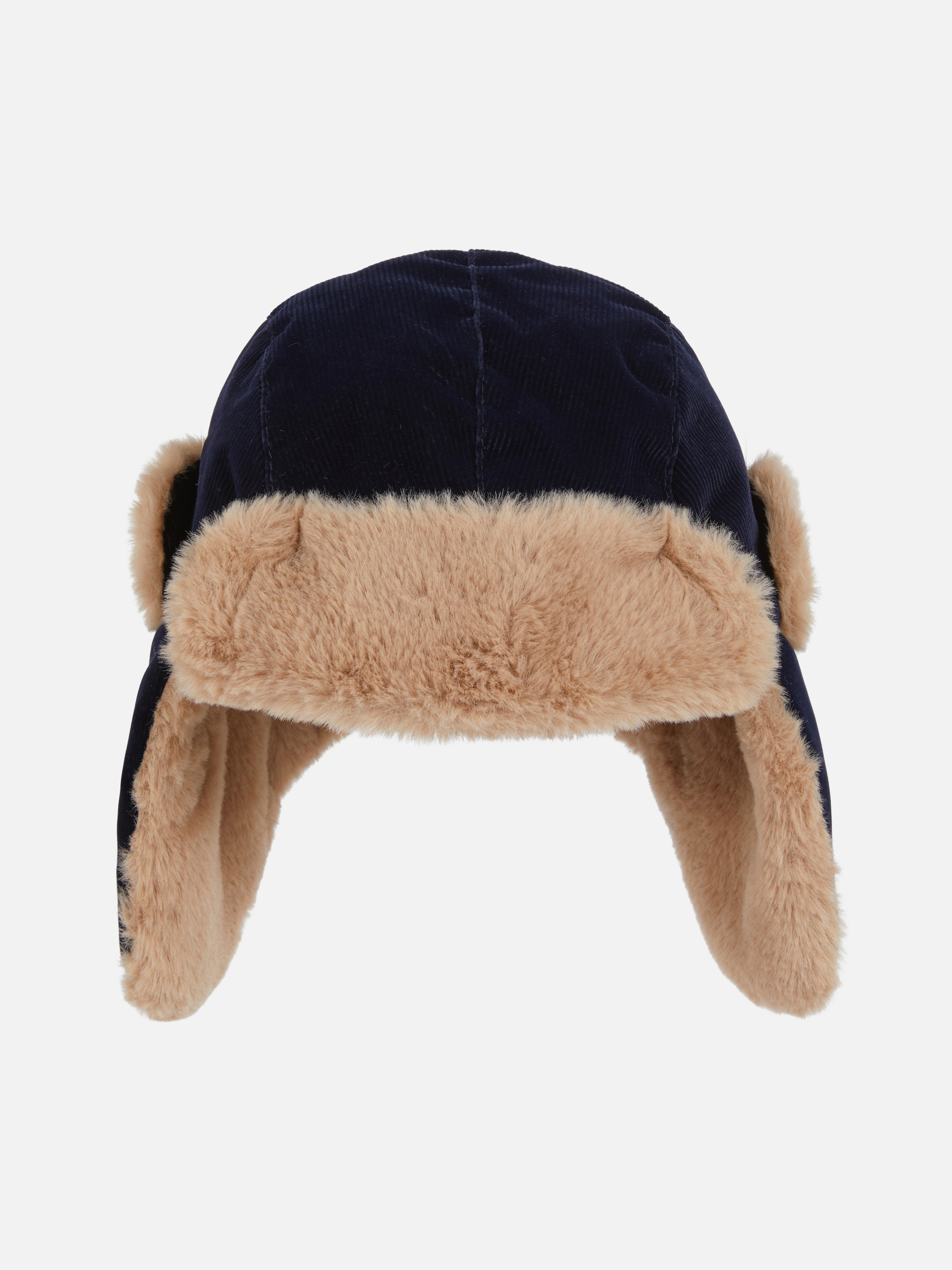Faux Fur Corduroy Trapper Hat