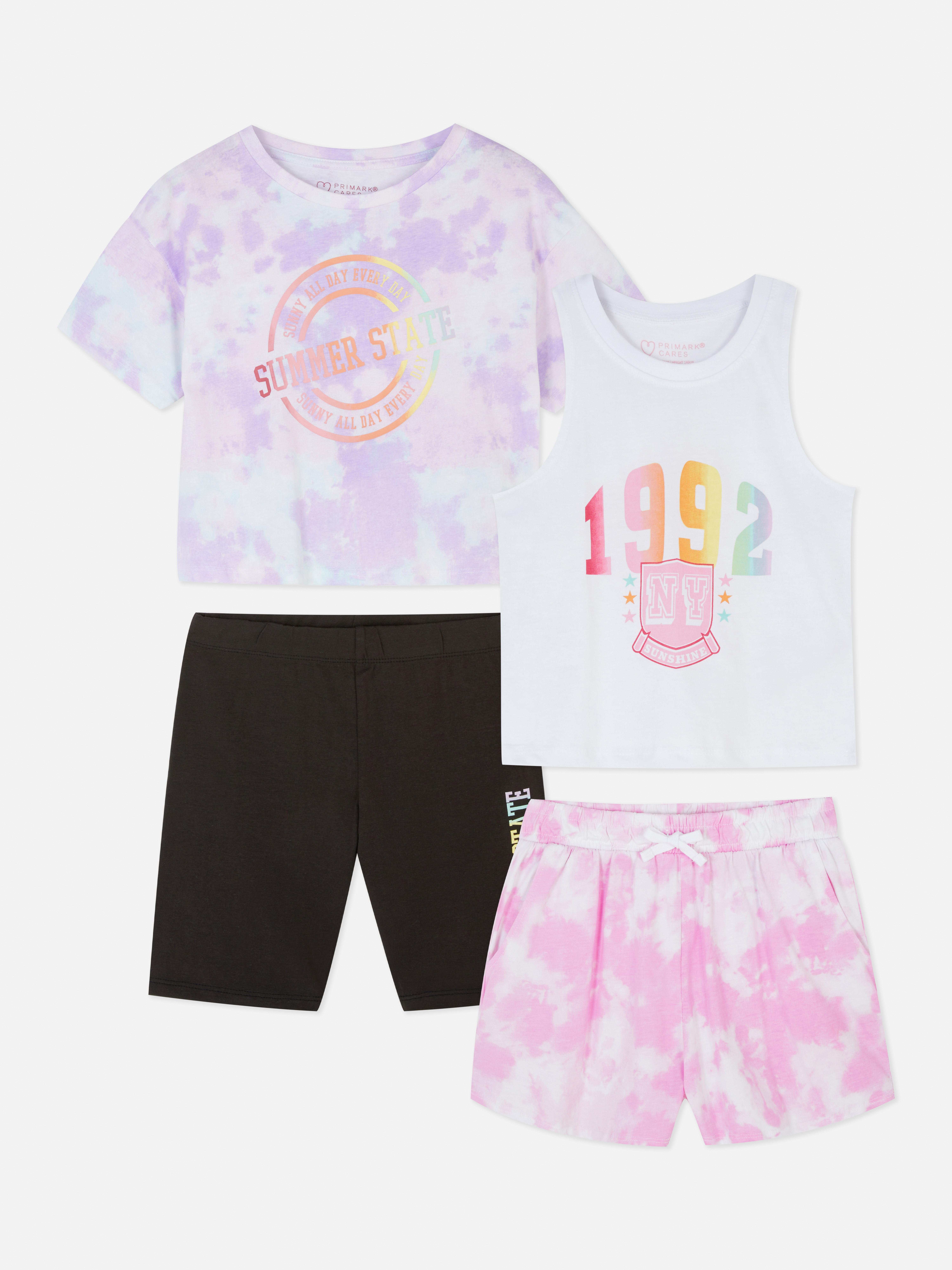 2pk Colourful Cotton Tops and Shorts Set