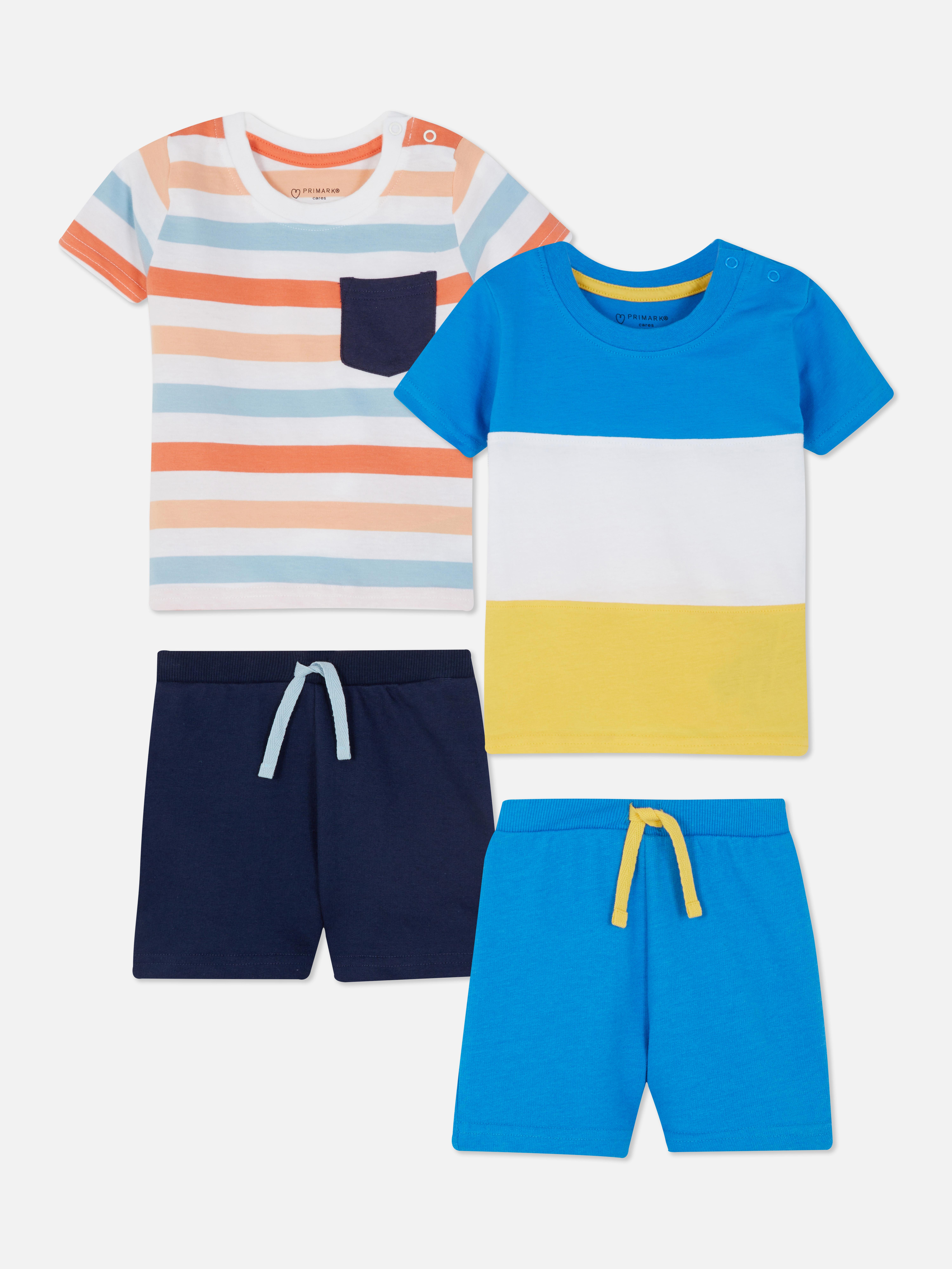 2pk Striped T-shirts and Shorts Sets
