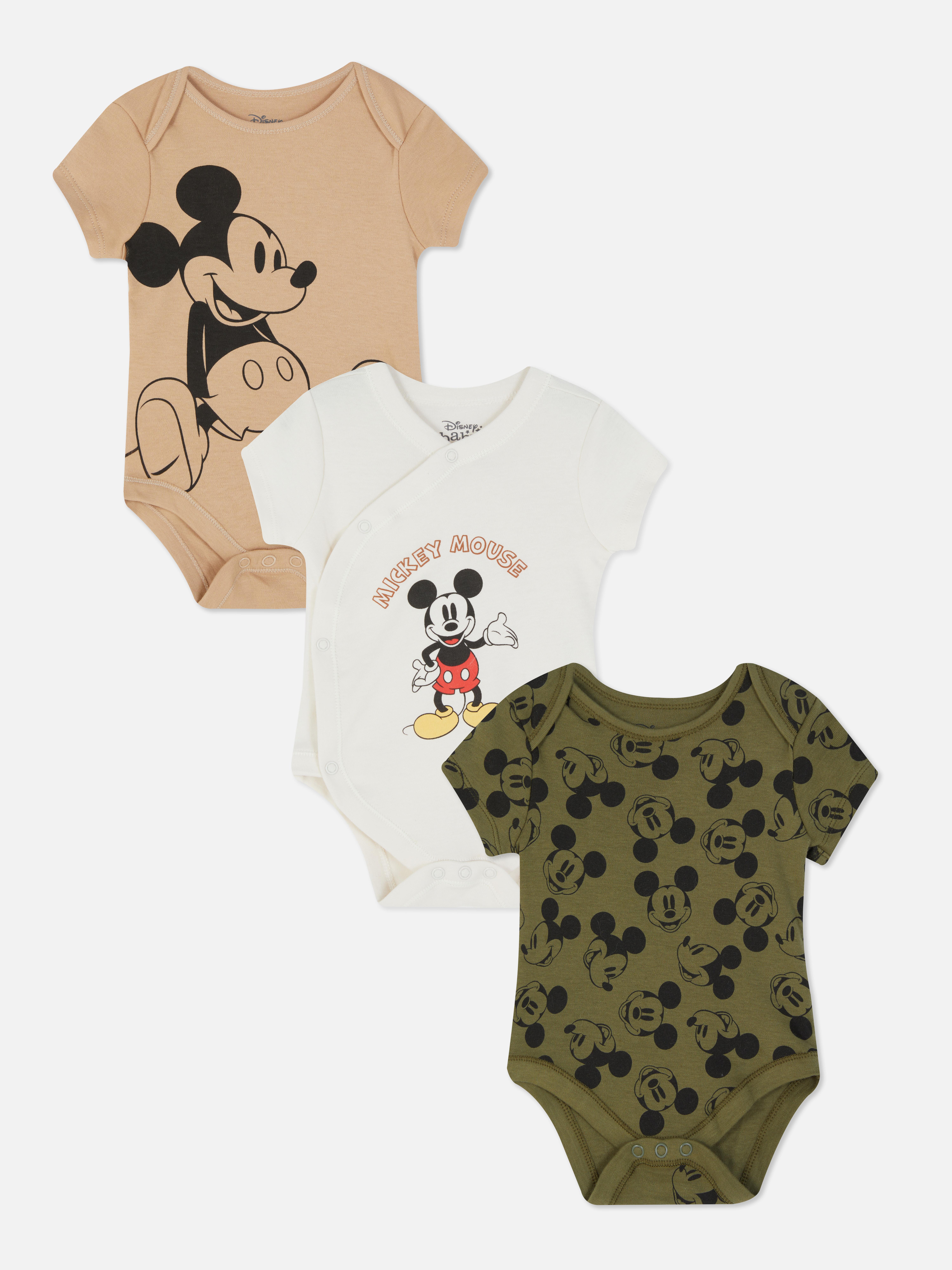 3pk Disney’s Mickey Mouse Bodysuits Khaki