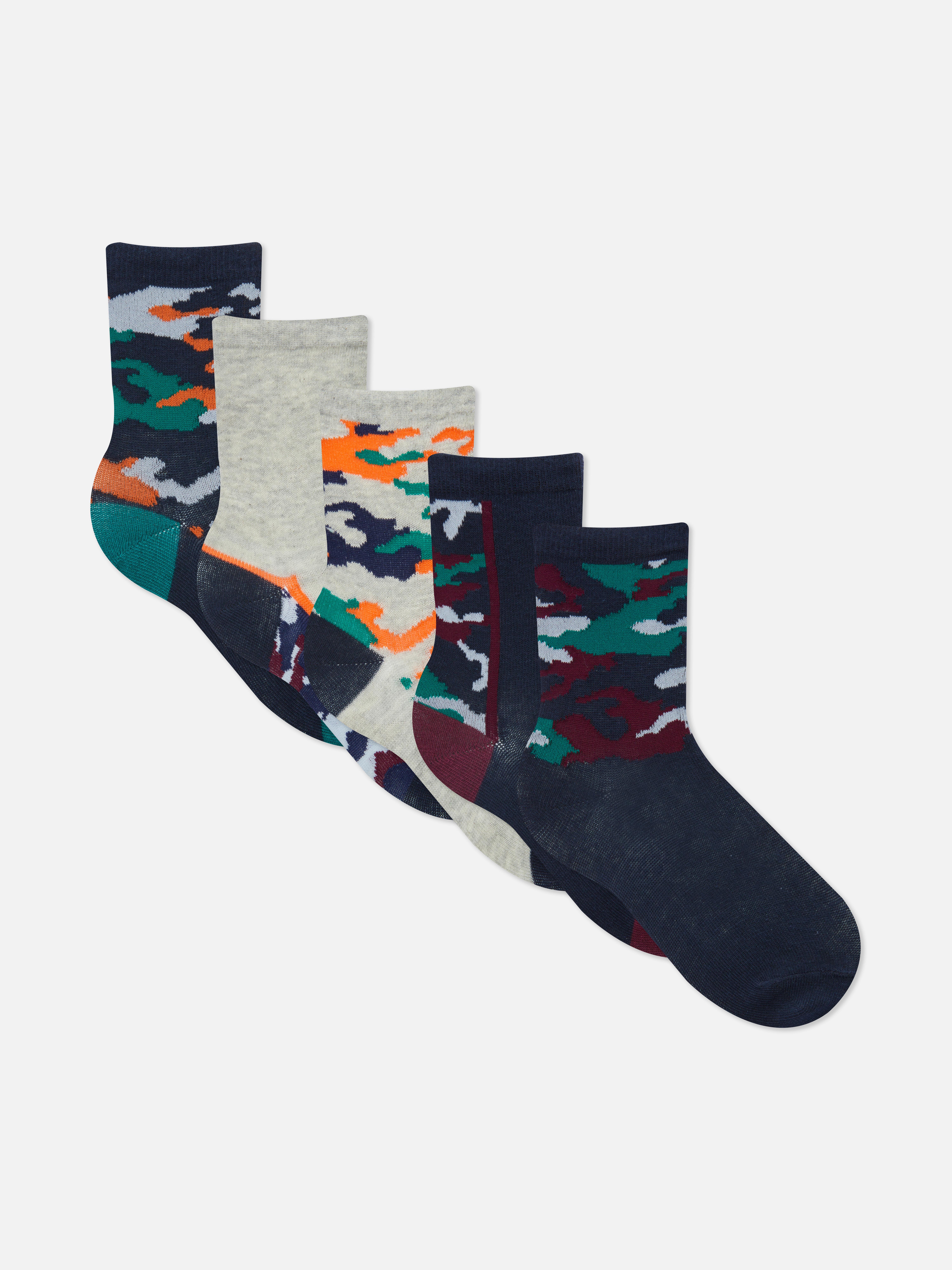 5pk Camouflage Ankle Socks