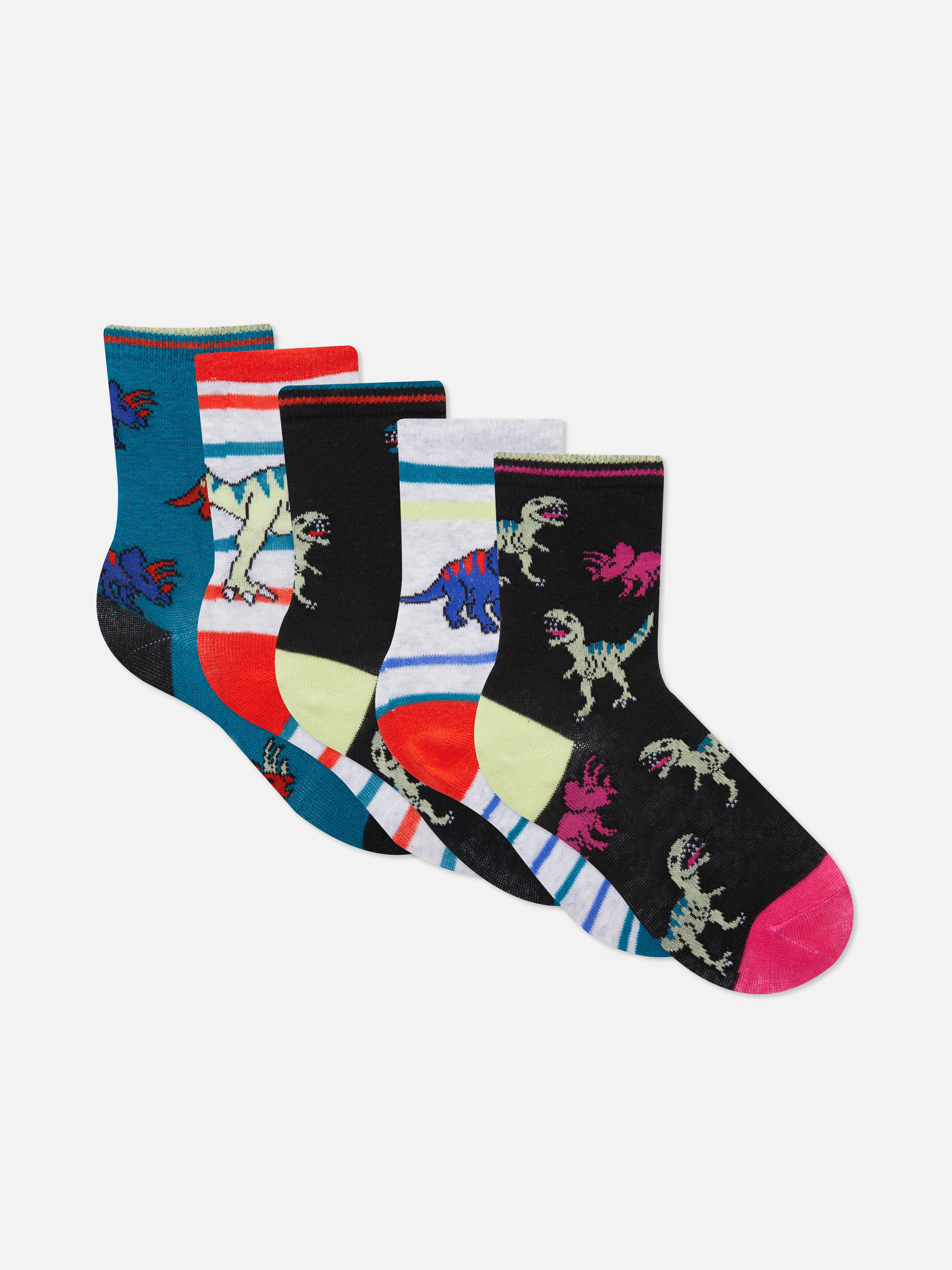 5pk Dinosaur Ankle Socks Multi