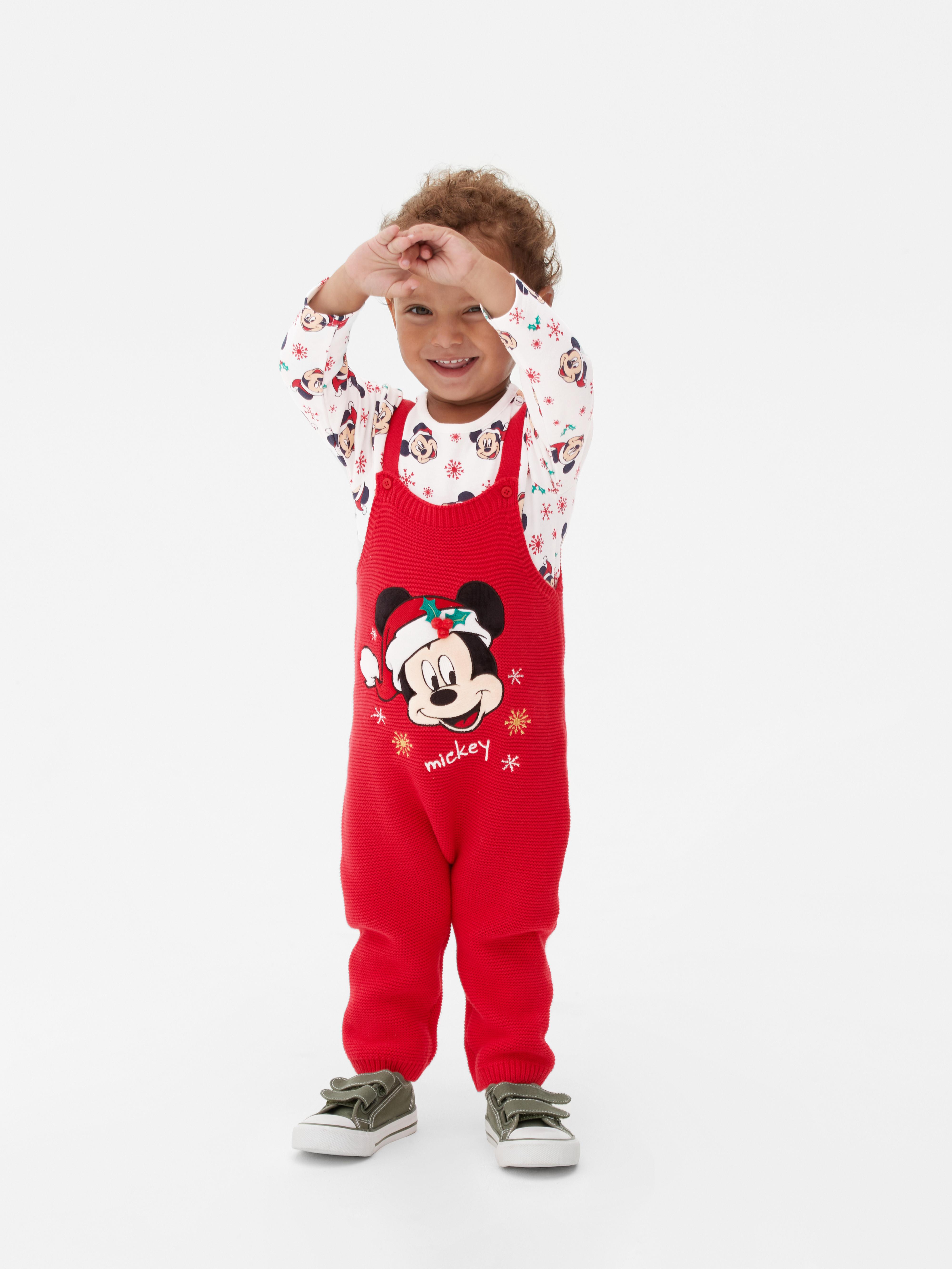 Disney's Mickey Mouse Knitted Dungaree Set Red