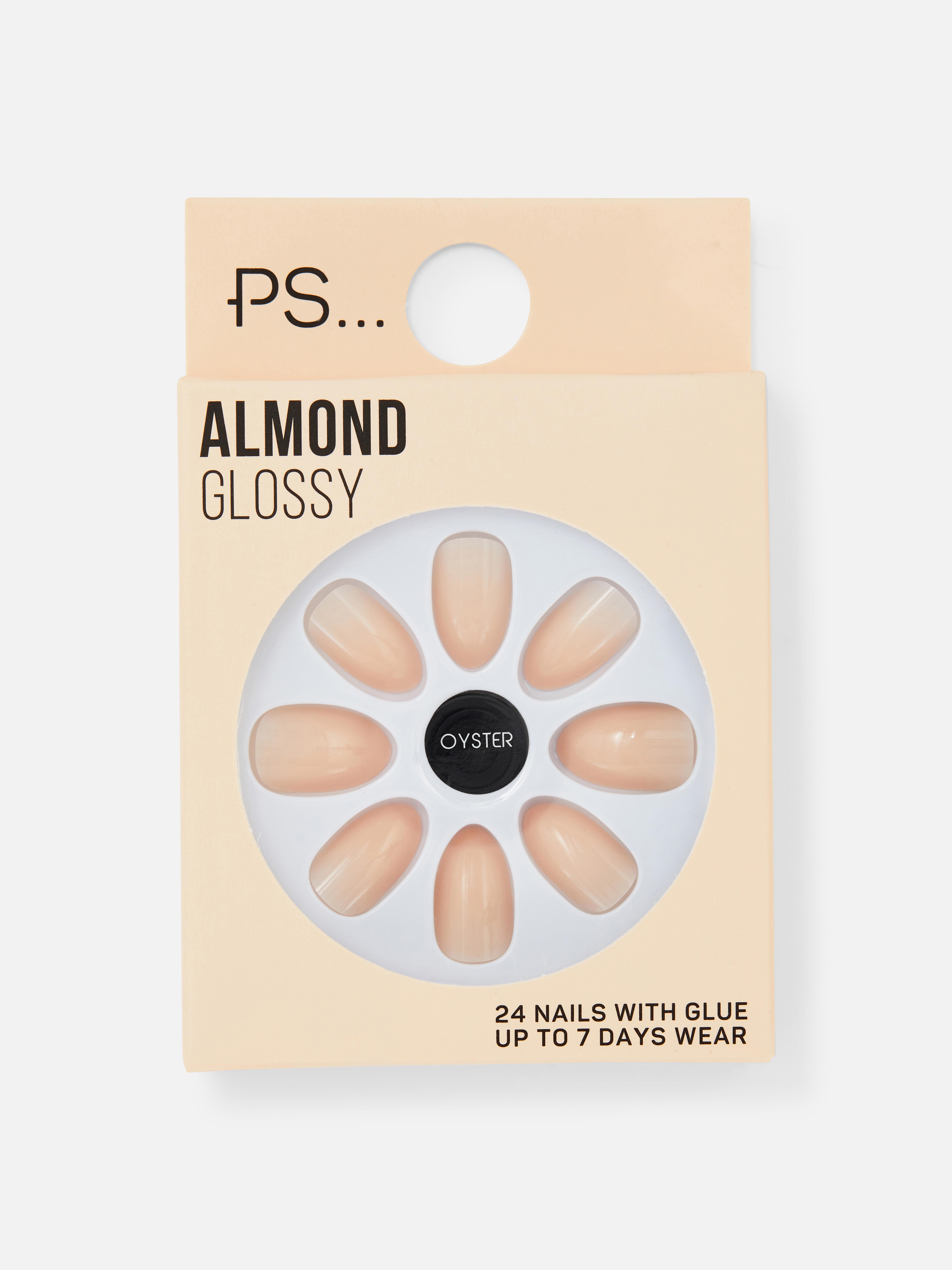 PS… Almond Glossy Jewel Faux Nails