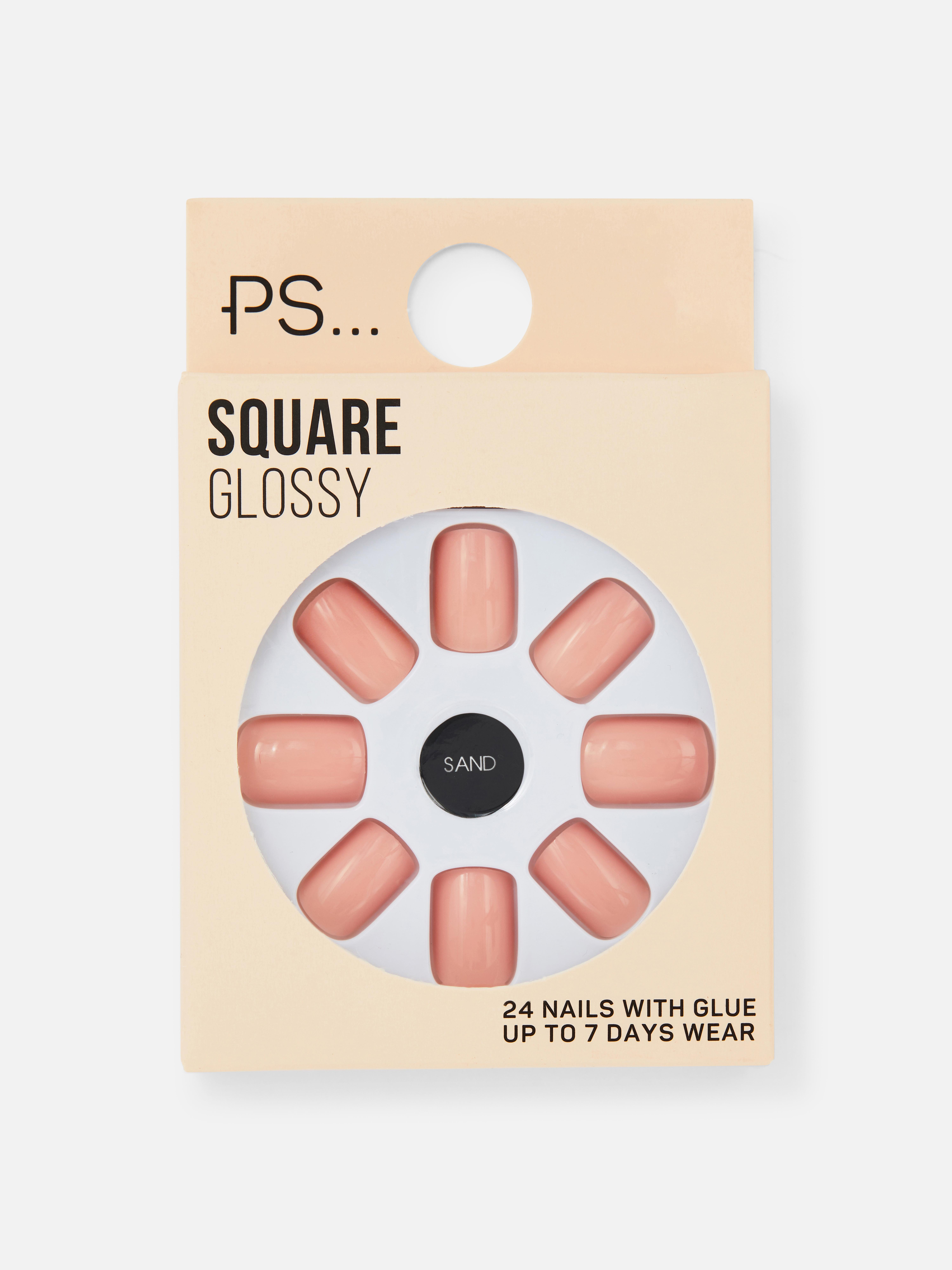 PS… Square Glossy Jewel Faux Nails