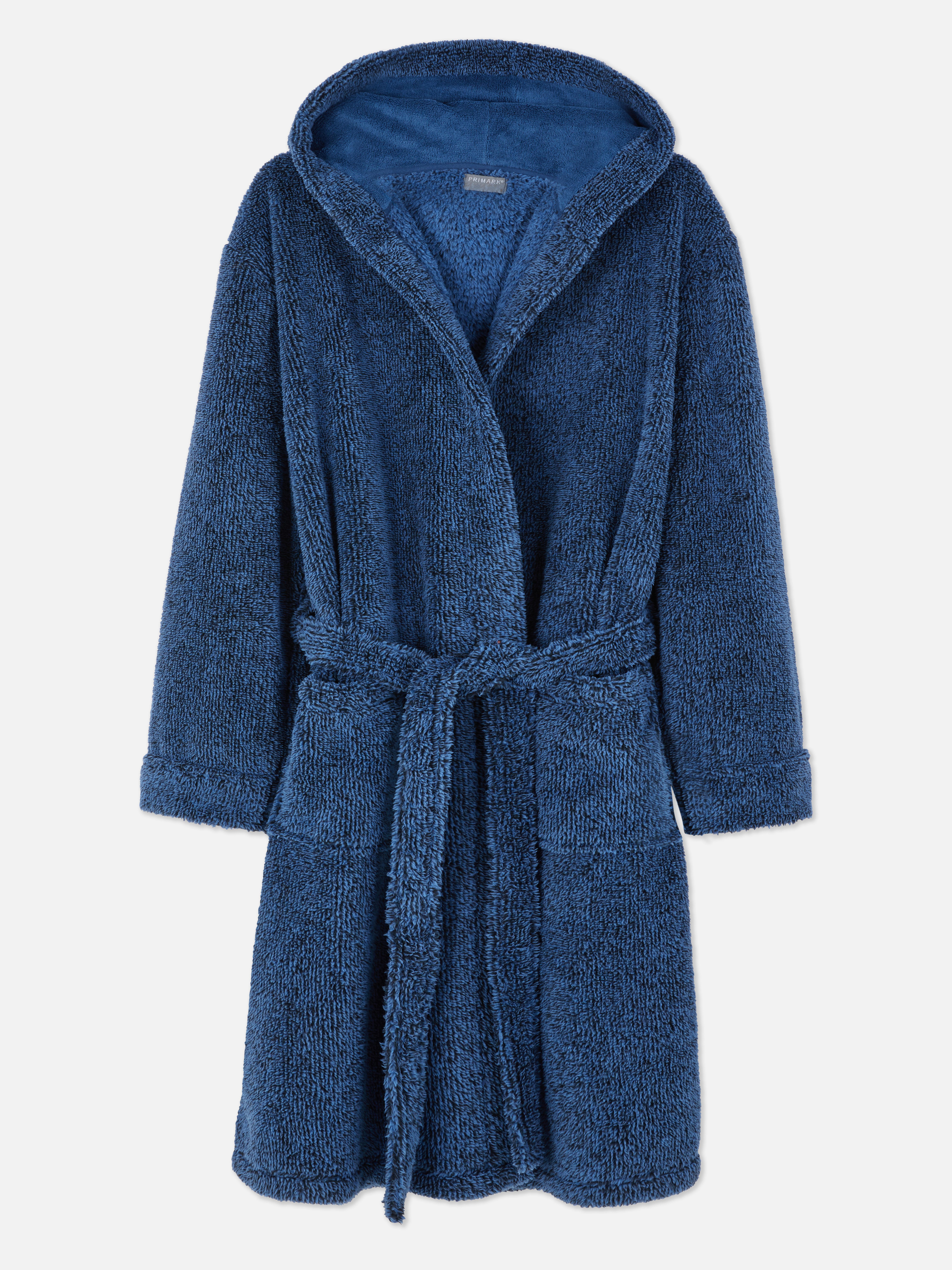 Hooded Dressing Gown Blue