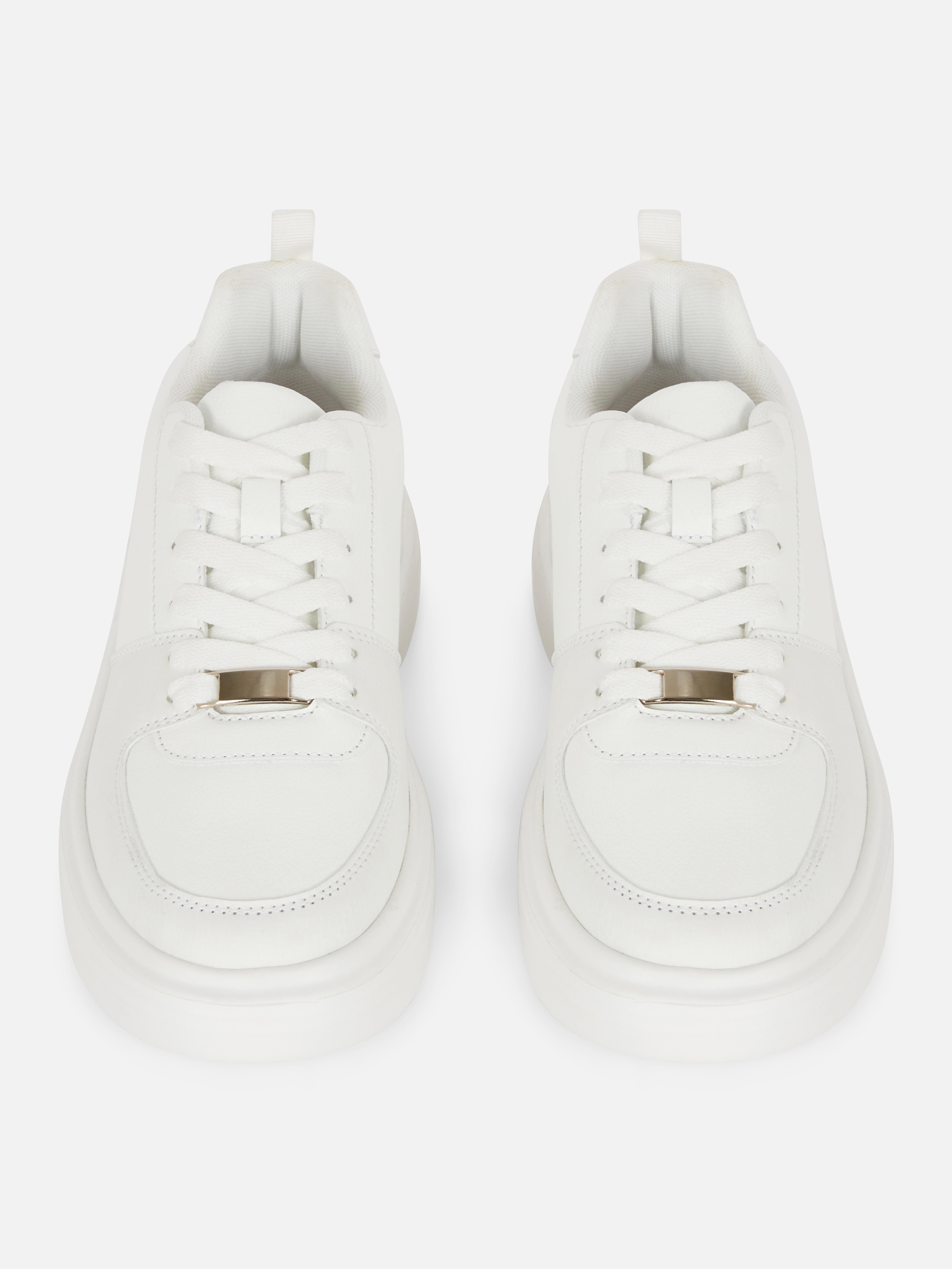 Lace-Up Flatform Trainers White