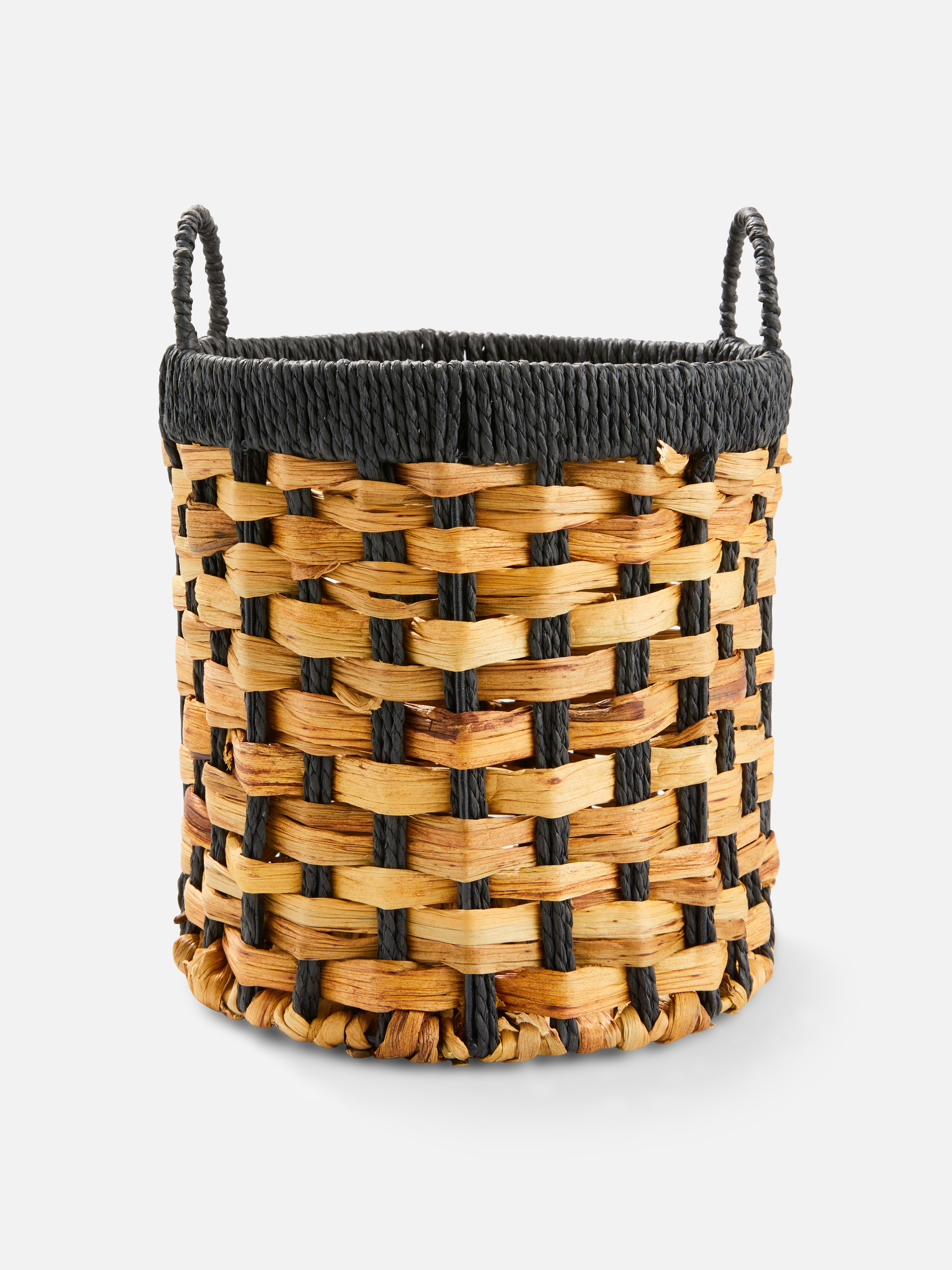 Contrast Weave Rattan Basket