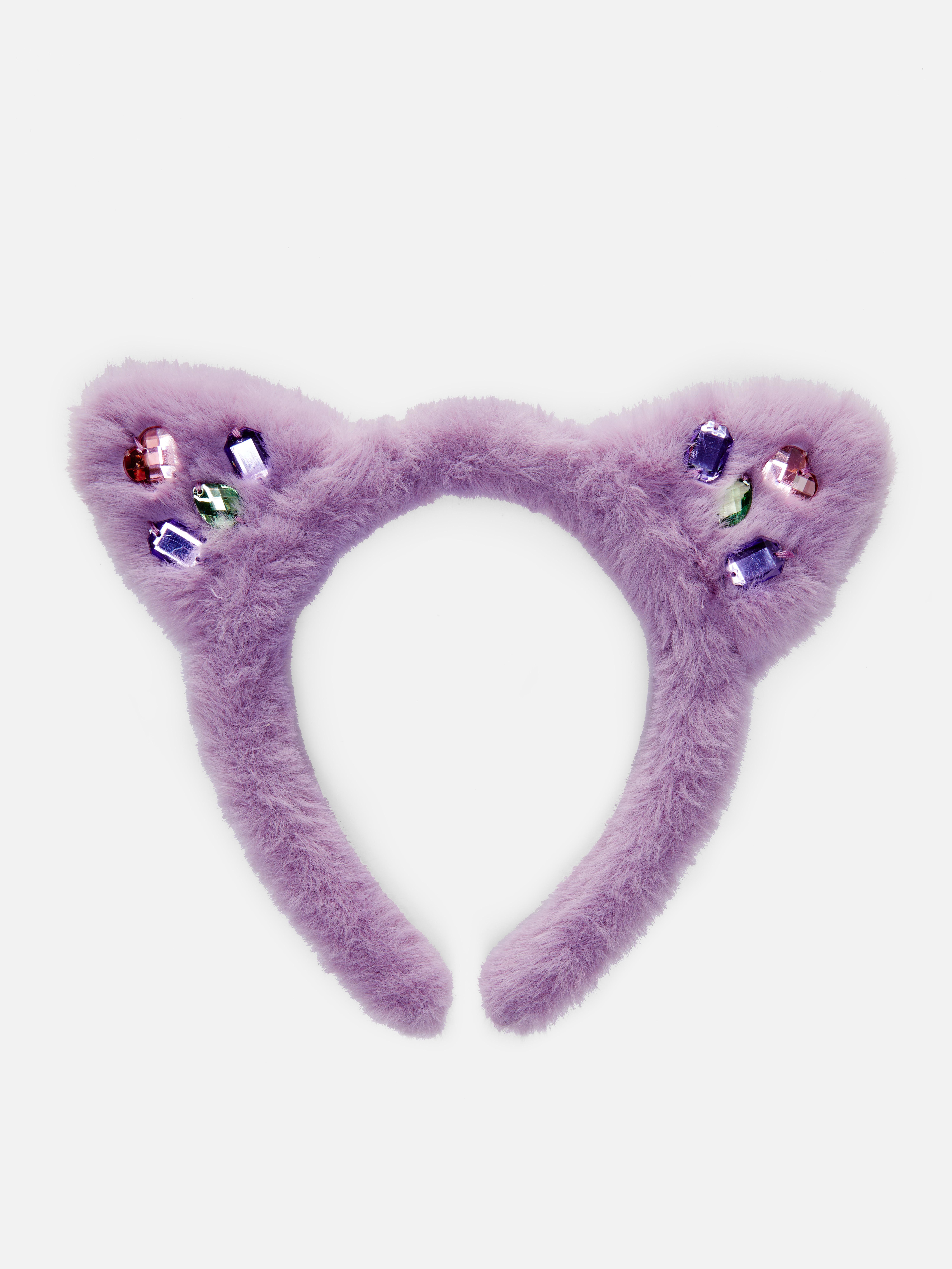 Faux Fur Diamanté Cat Ears