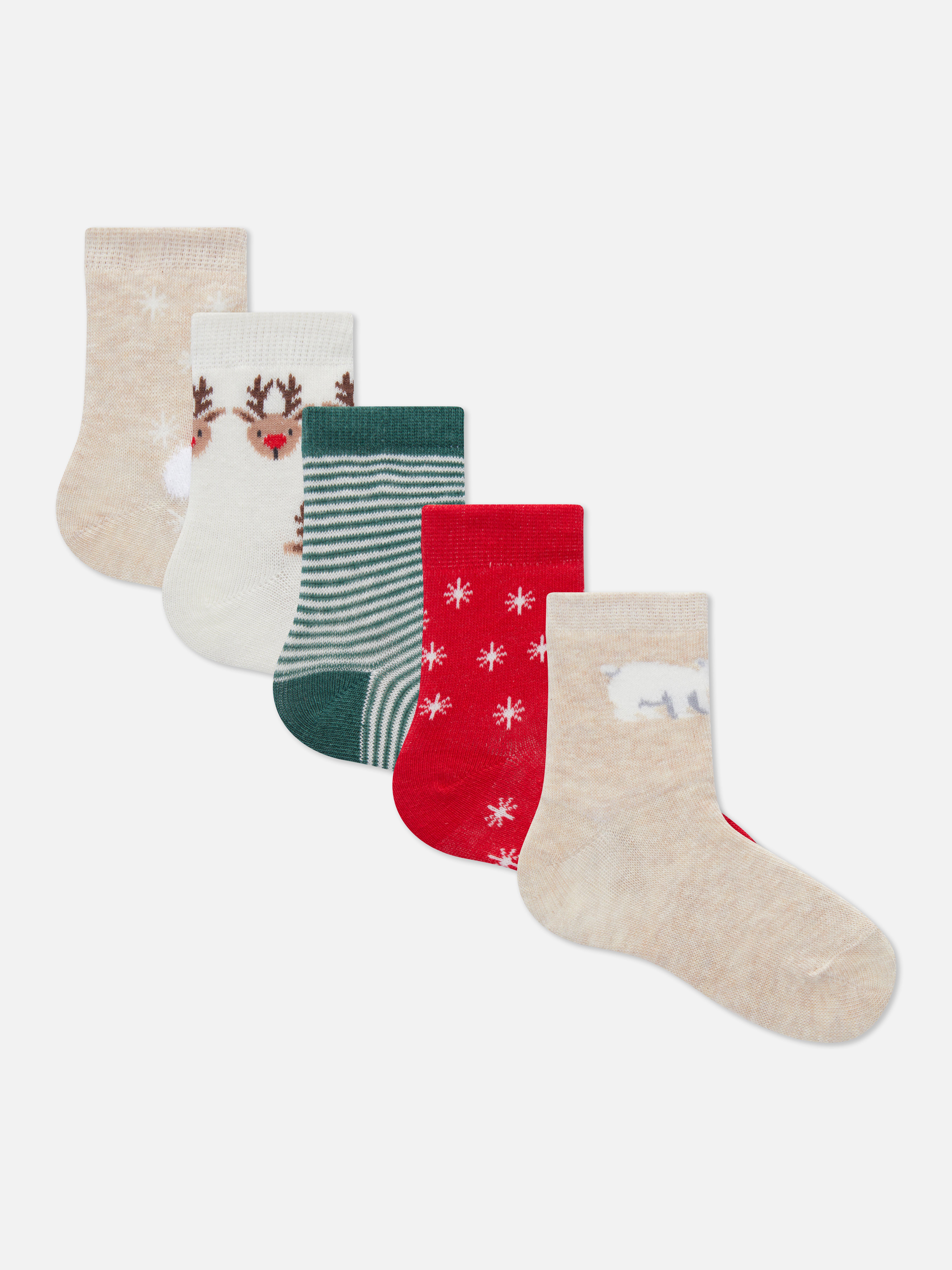 5pk Christmas Patterned Socks