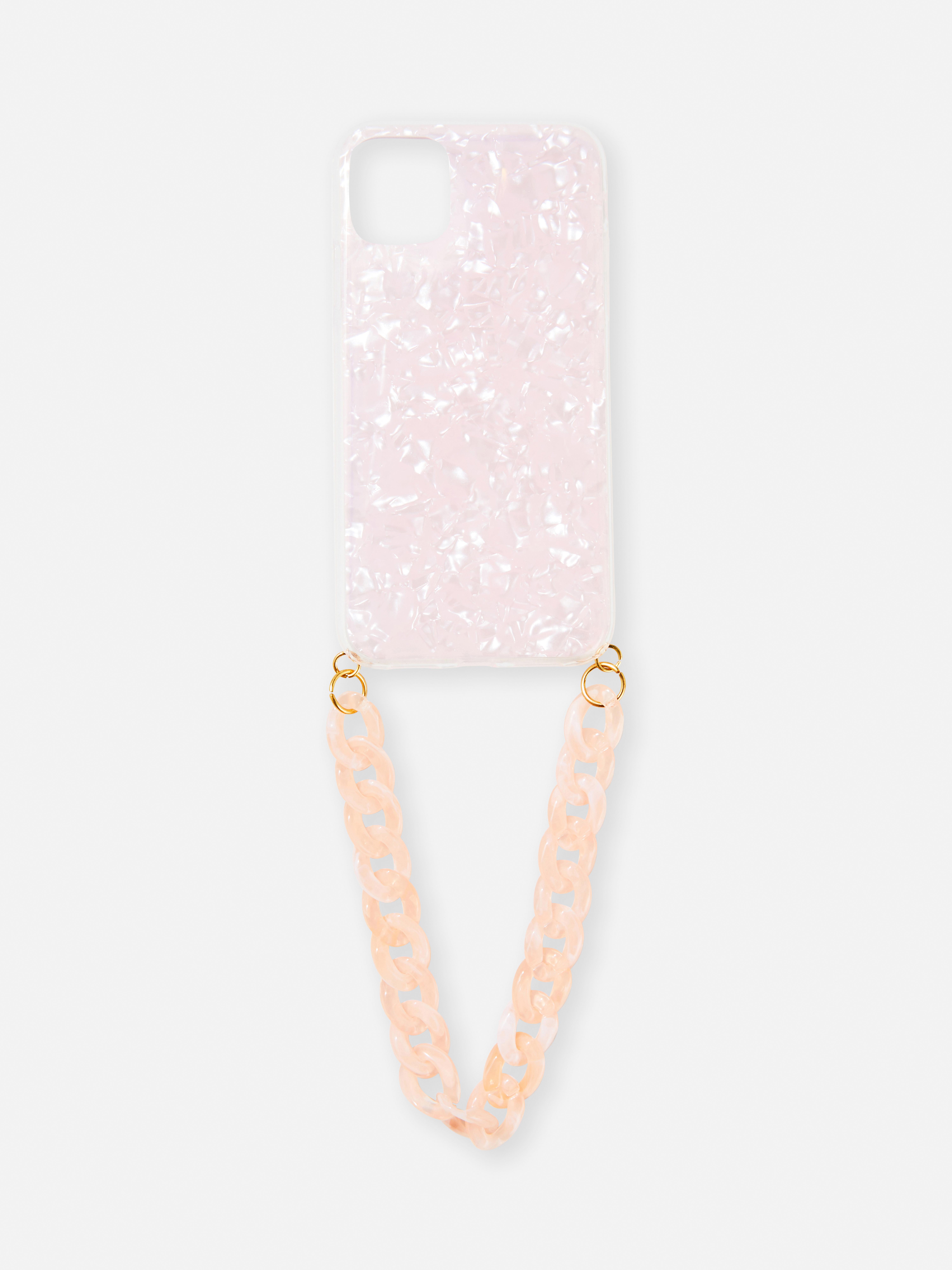Pink Crystal Phone Case With Chain