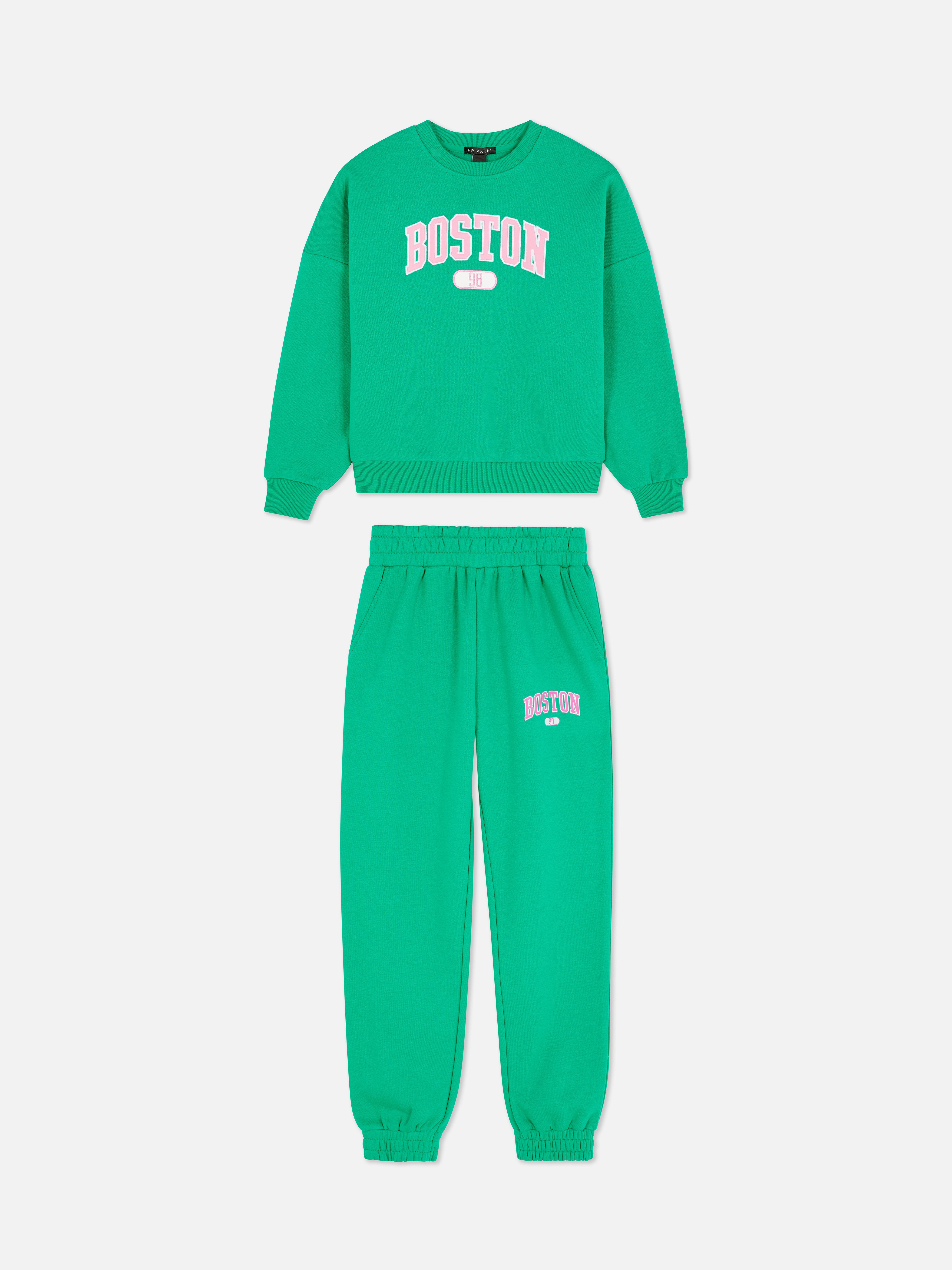 Boston Sweatshirt and Joggers Set Green