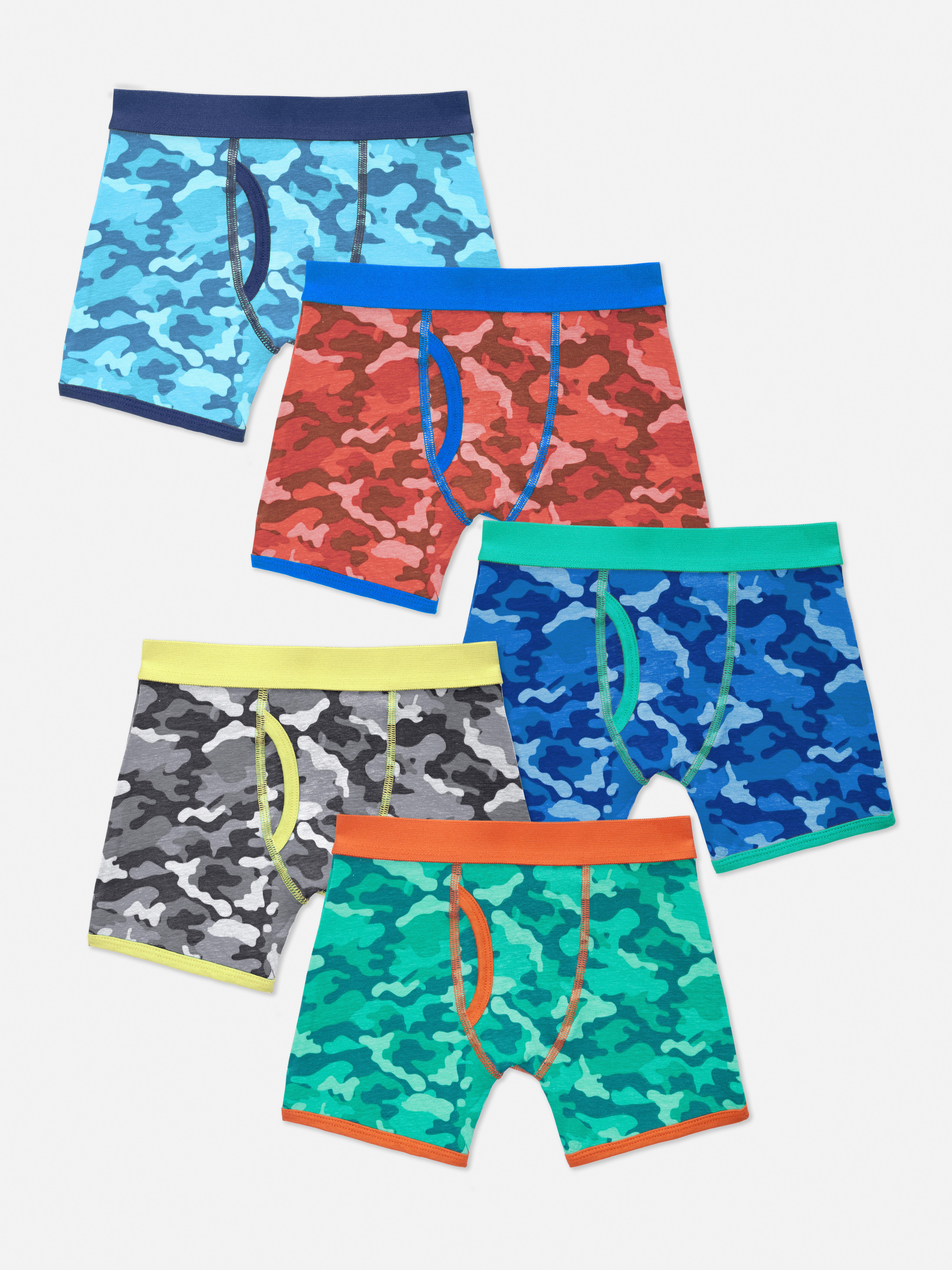 5pk Colourful Camo Boxer Brief Shorts