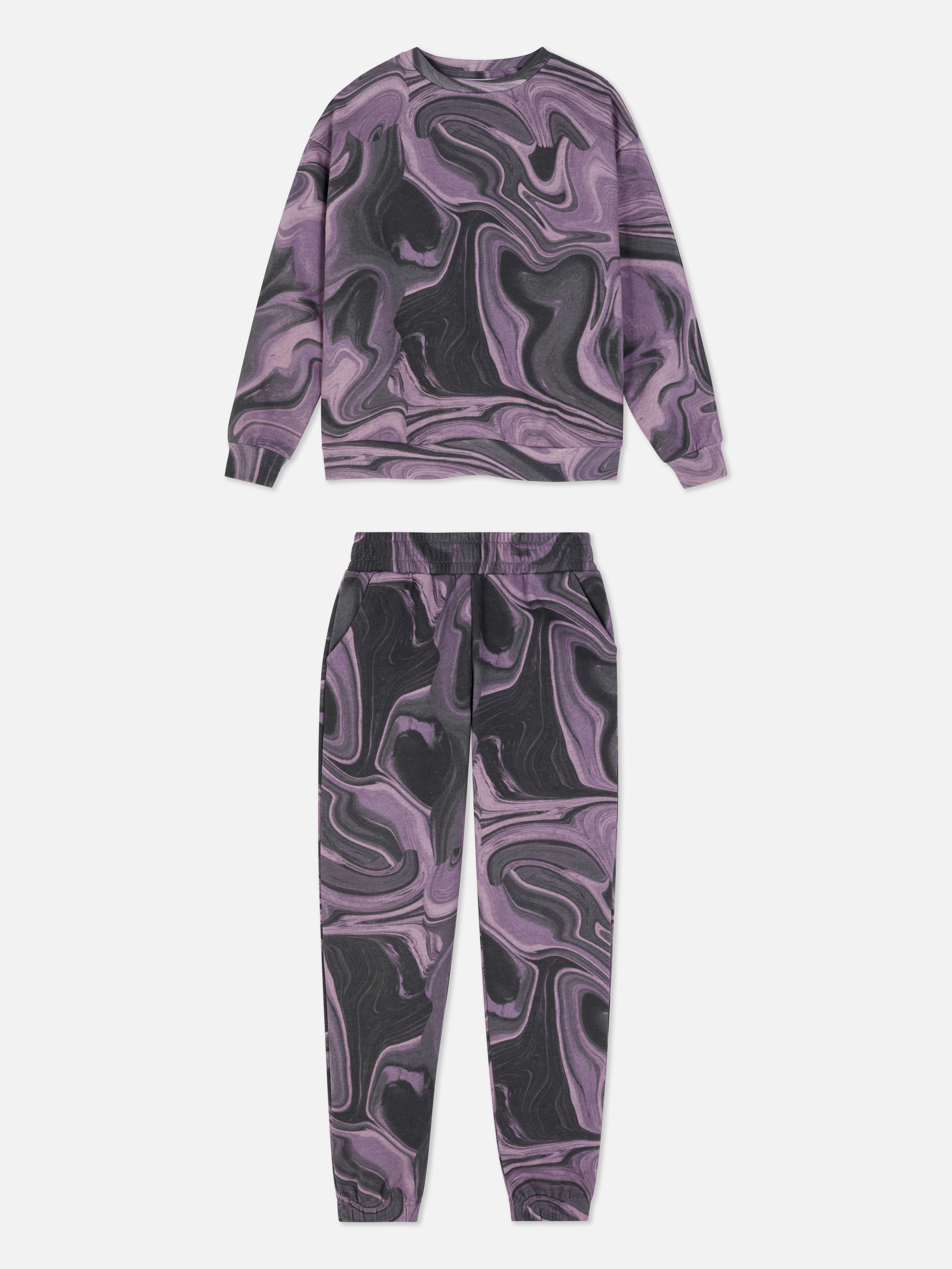 Co-ord Marble Effect Sweatshirt and Joggers Set