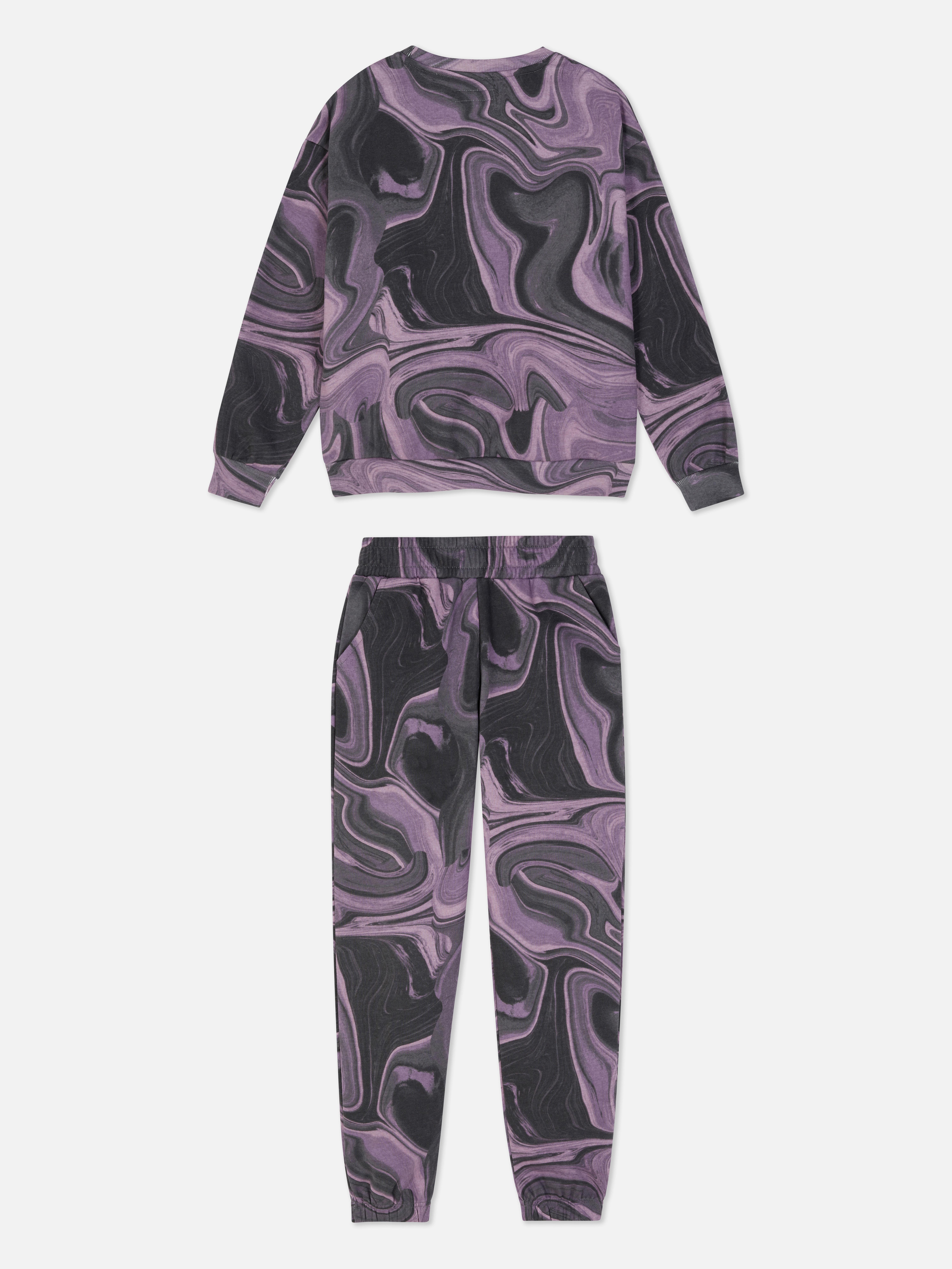 Co-ord Marble Effect Sweatshirt and Joggers Set