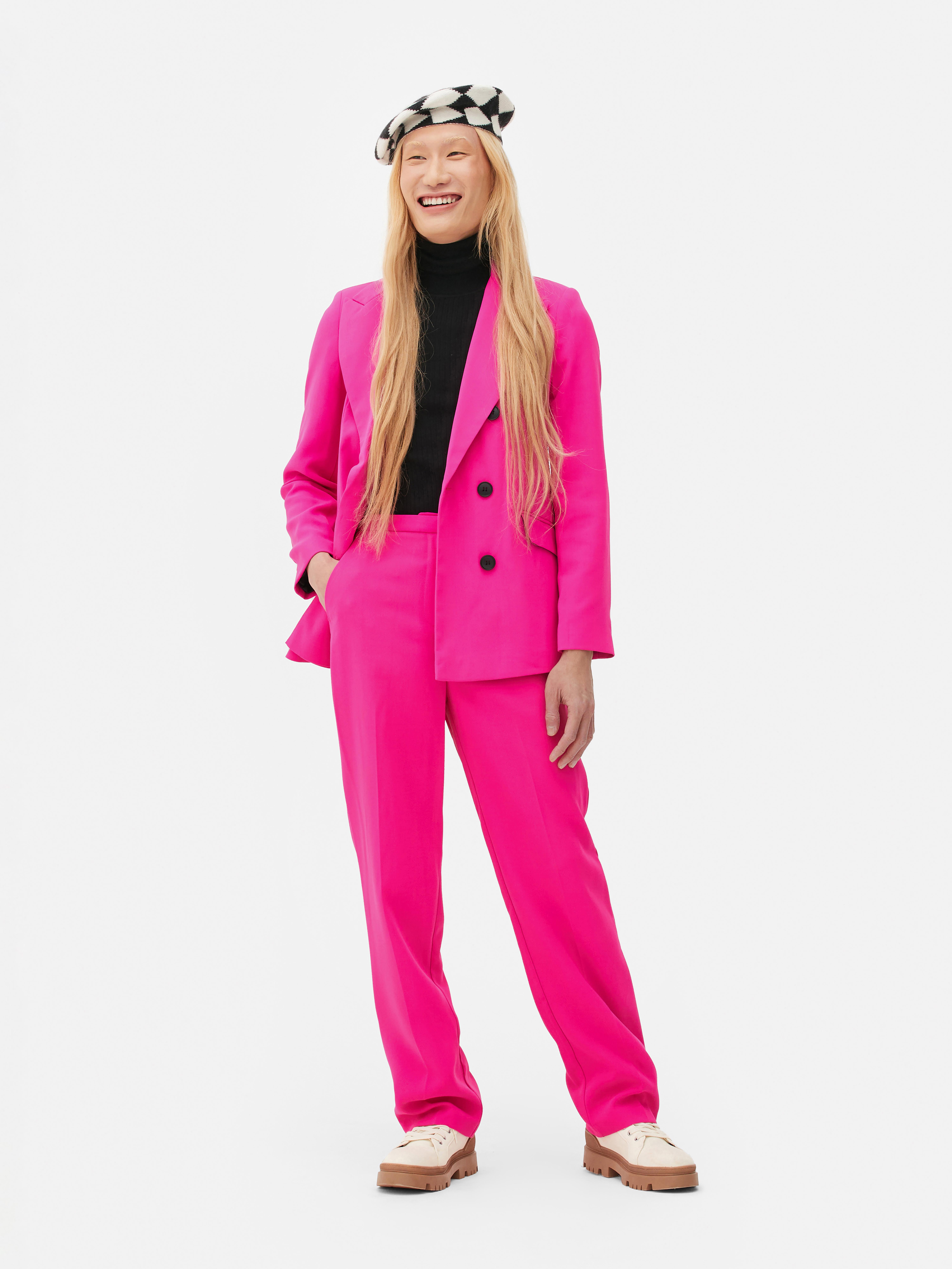 Double-Breasted Classic Blazer Pink