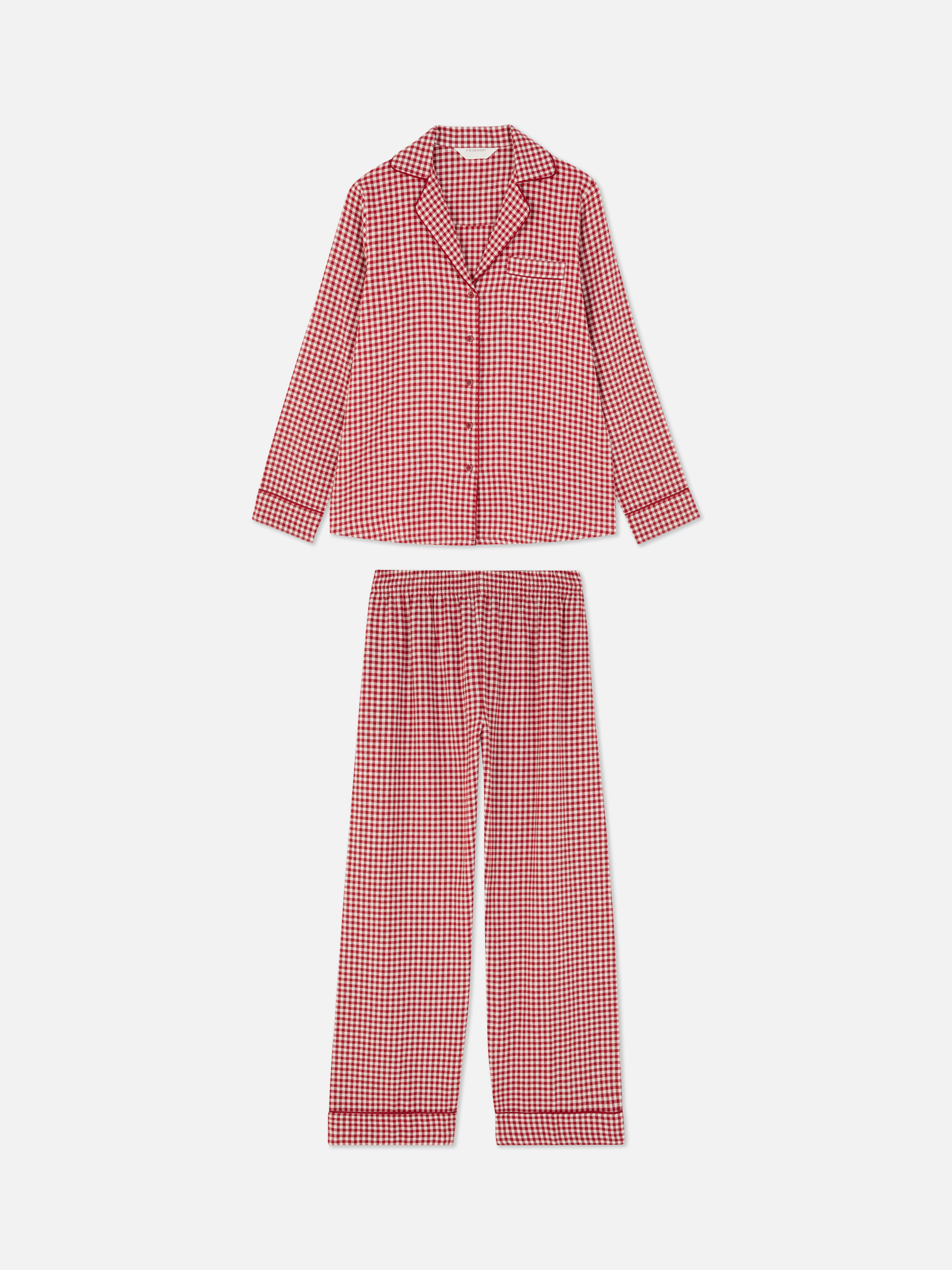 Flannel Checked Pyjama Set Dark Red
