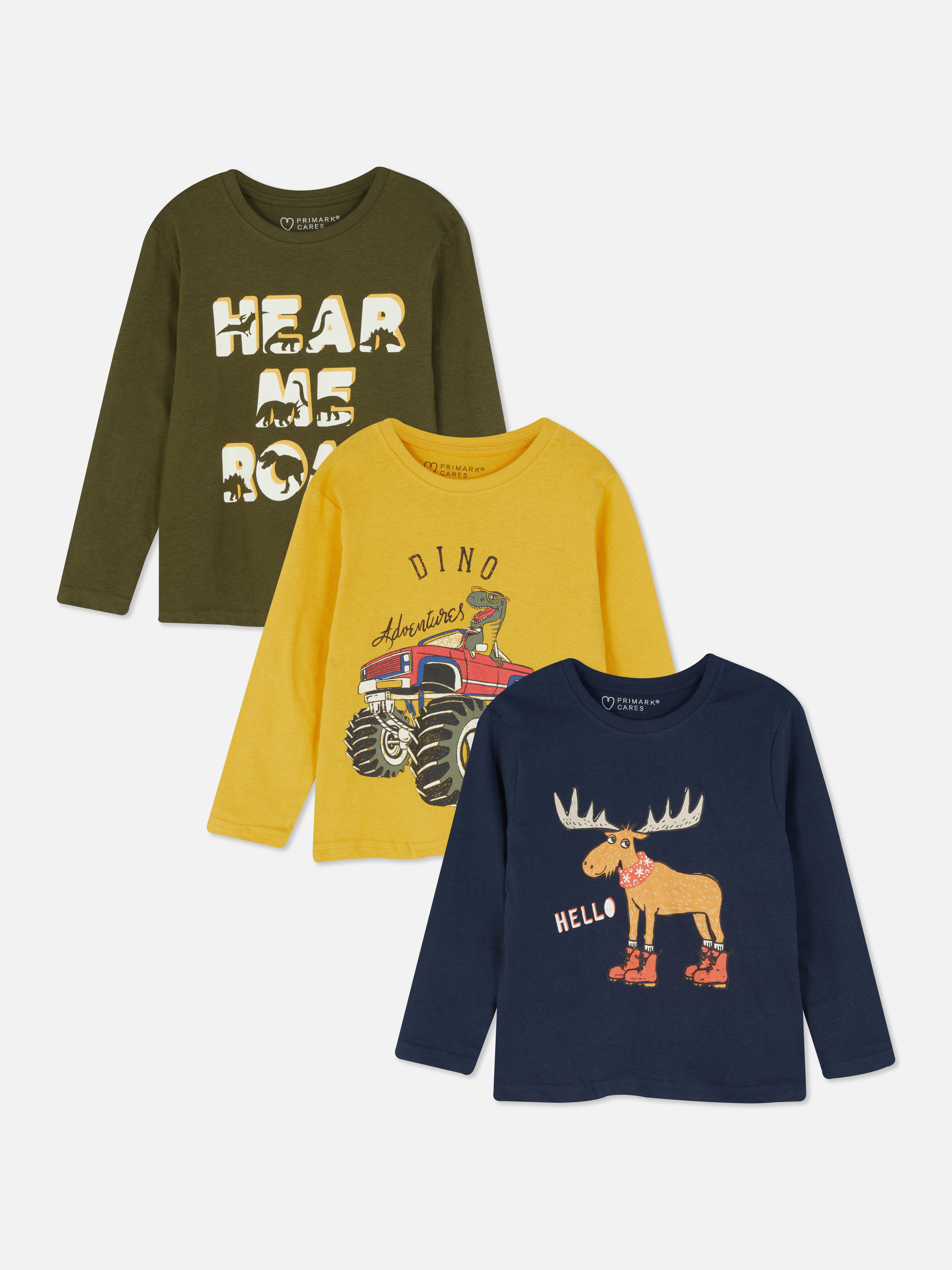 3pk Animal Print Long Sleeve T-shirts | Primark