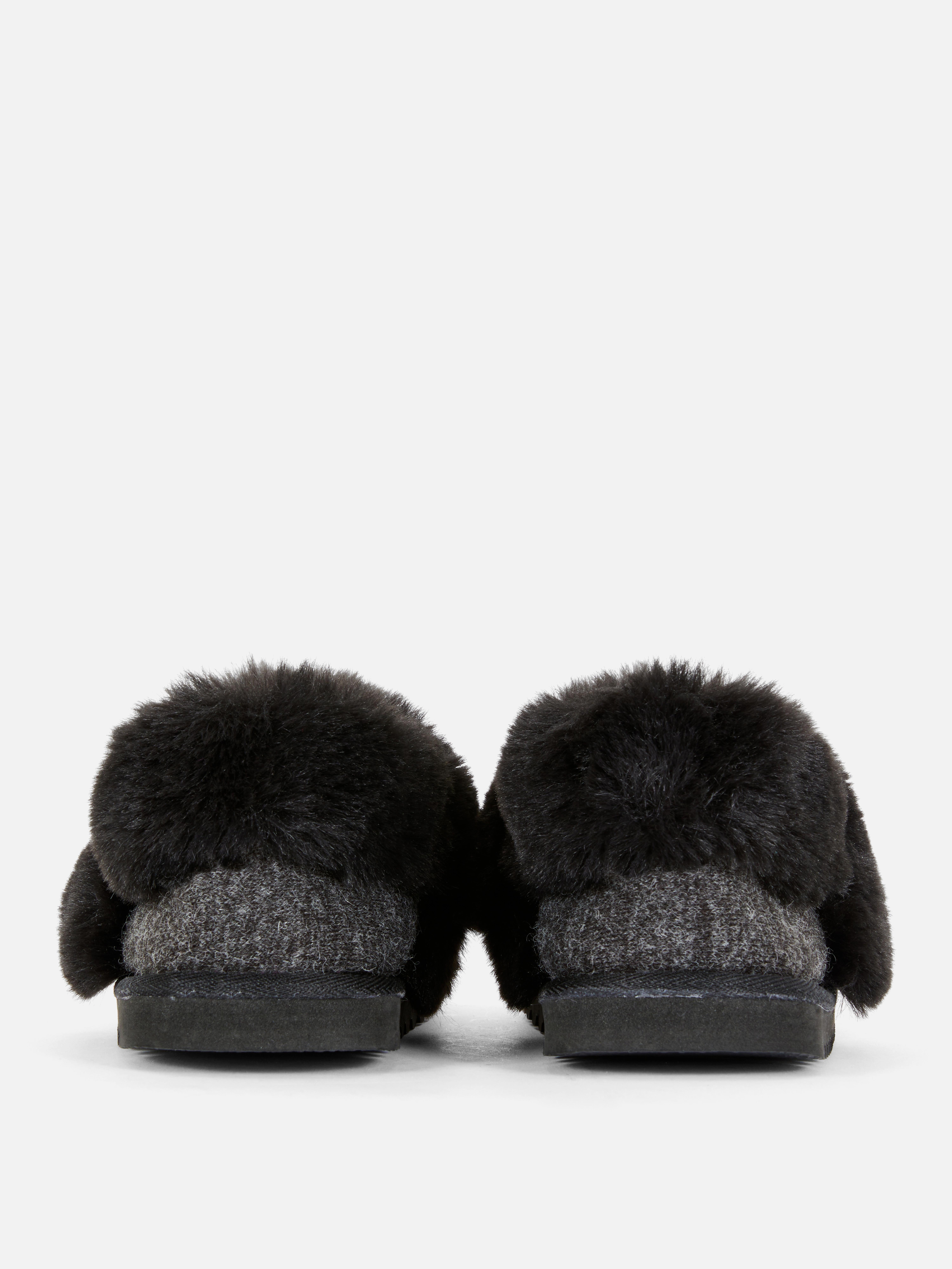 Faux Fur Moccasin Style Slippers
