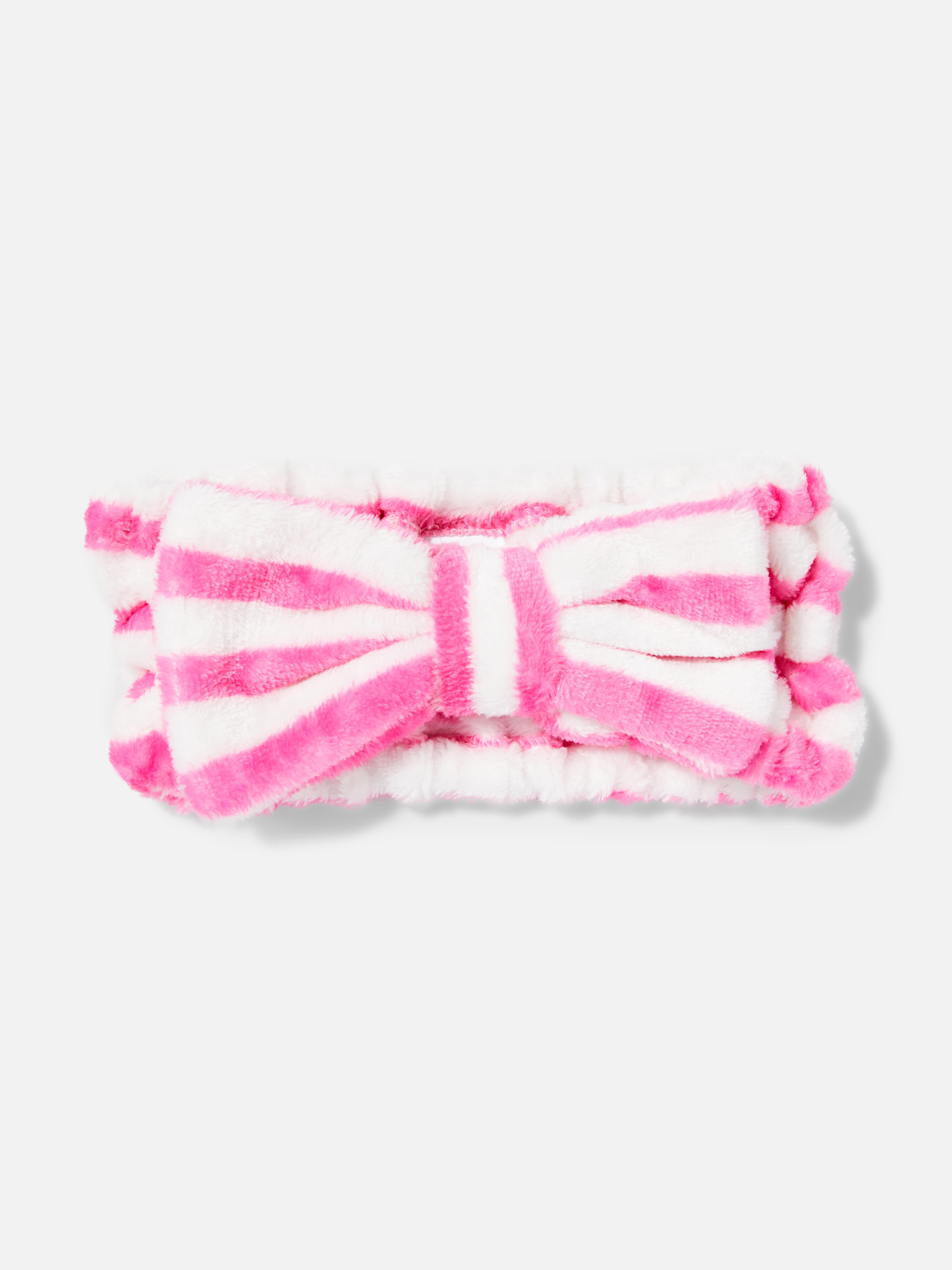 Striped Bow Beauty Headband Pink