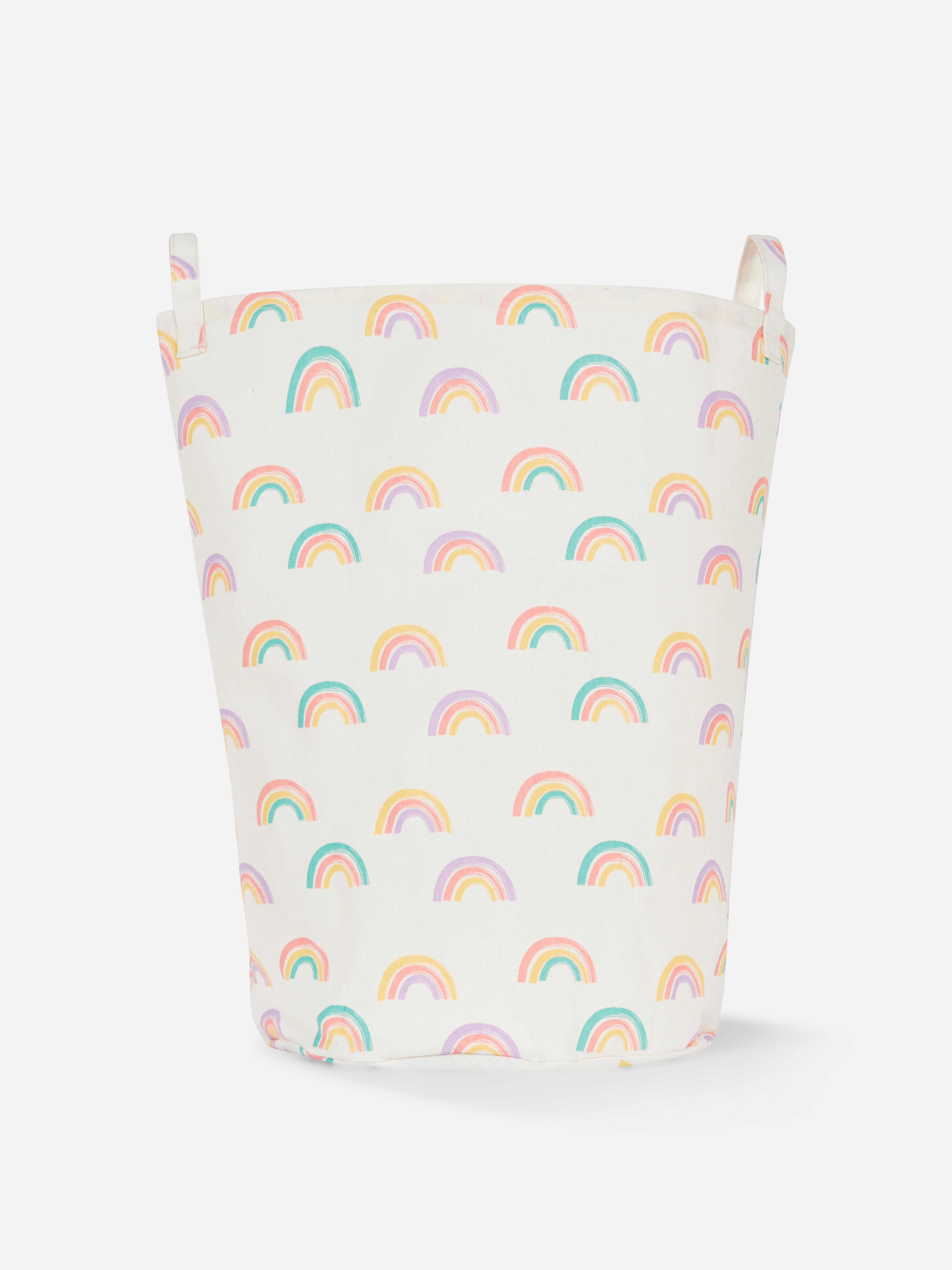 Rainbow Print Canvas Laundry Basket