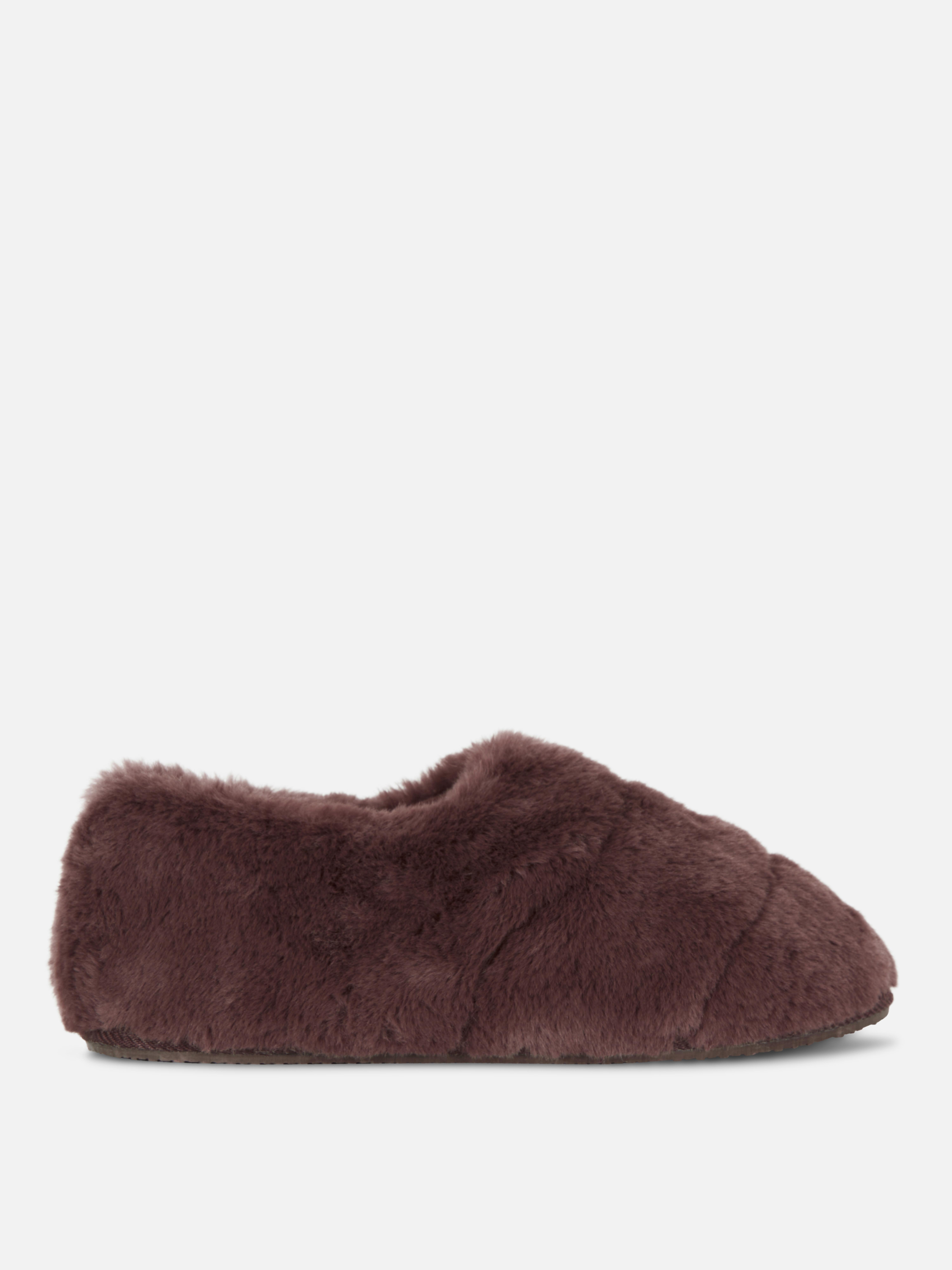 Quilted Faux Fur Closed Back Slippers