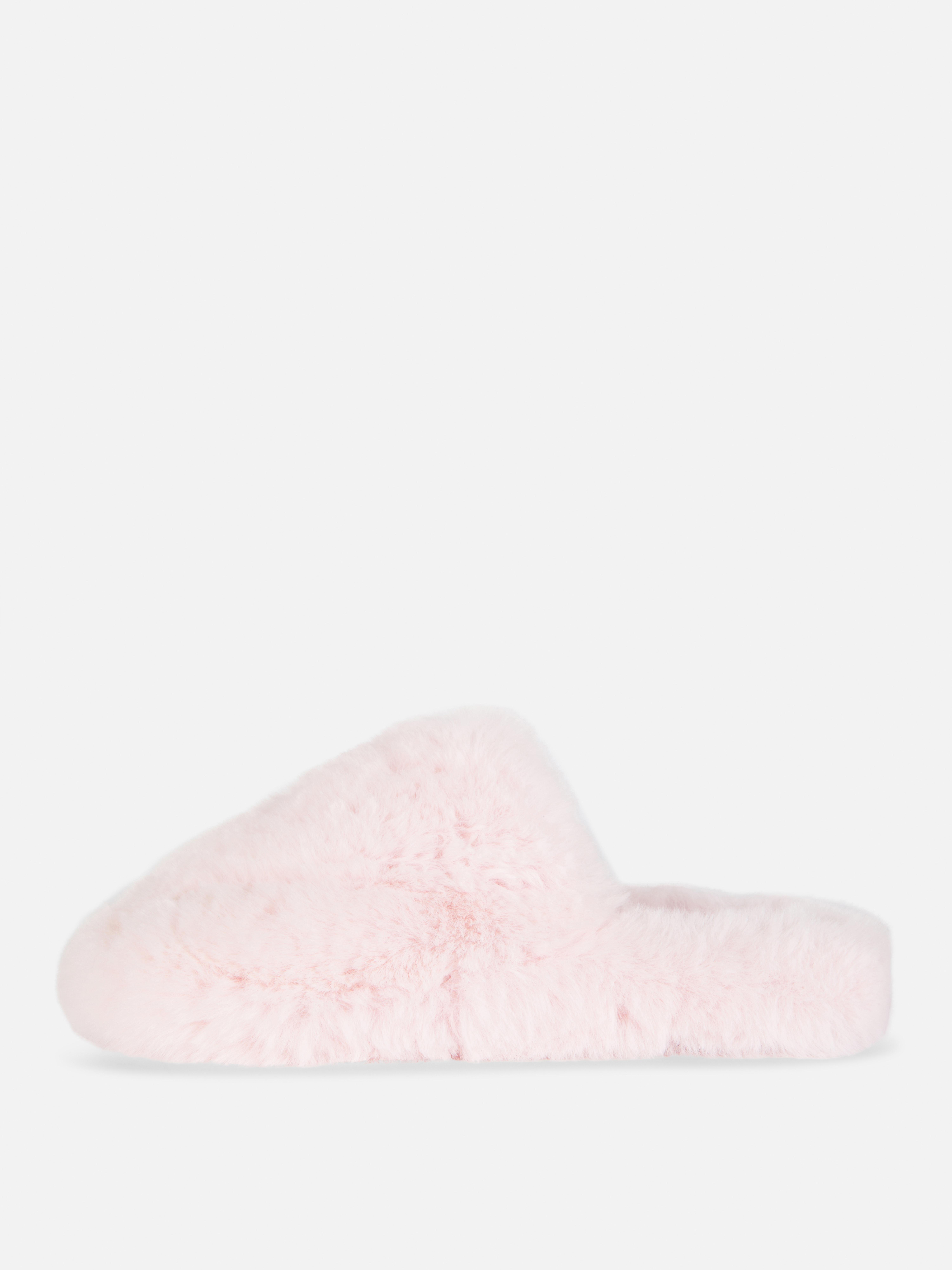 Women's Light Pink Faux Fur Mule Slippers | Primark