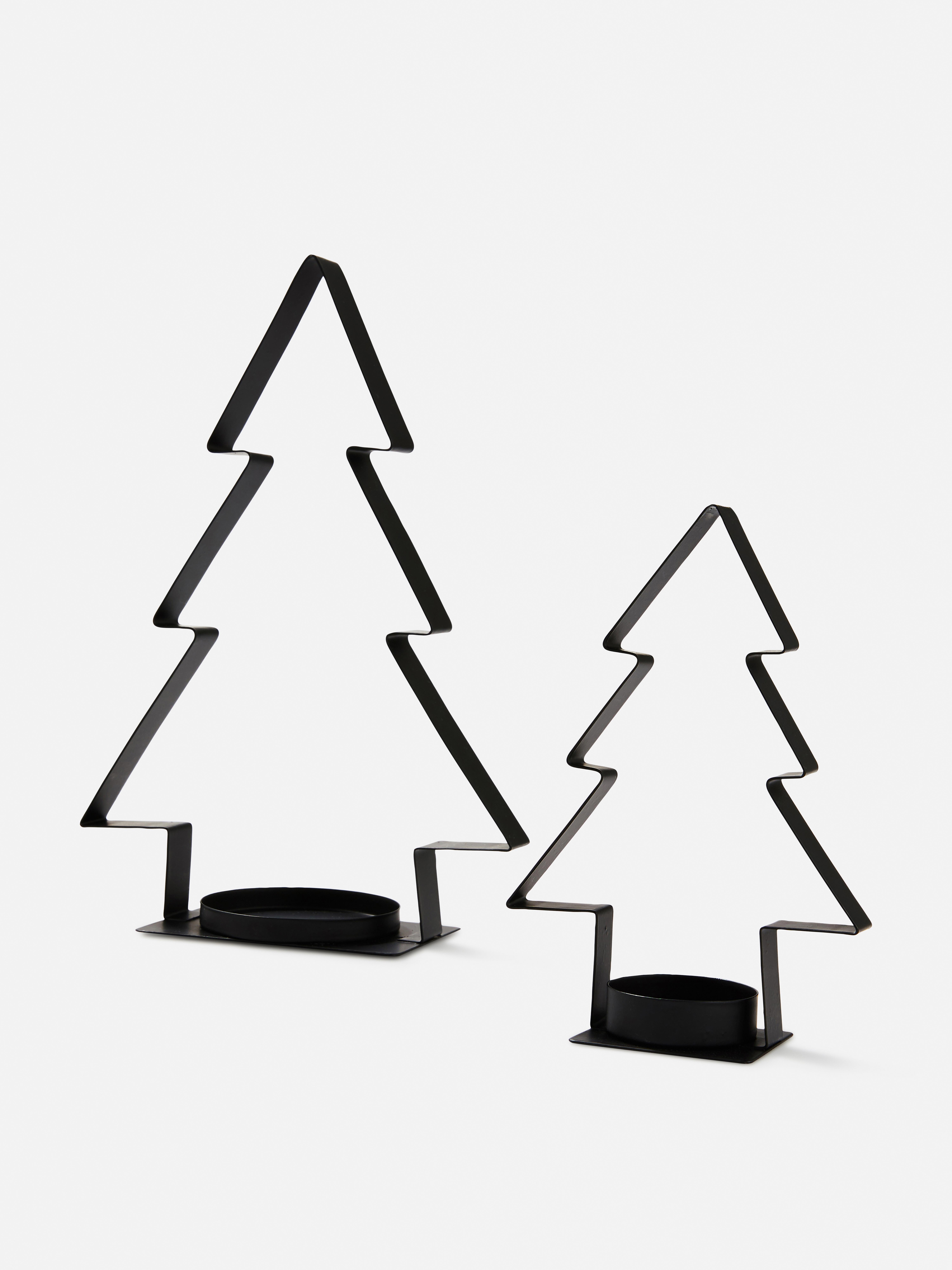 Metal Christmast Tree Tealight Black