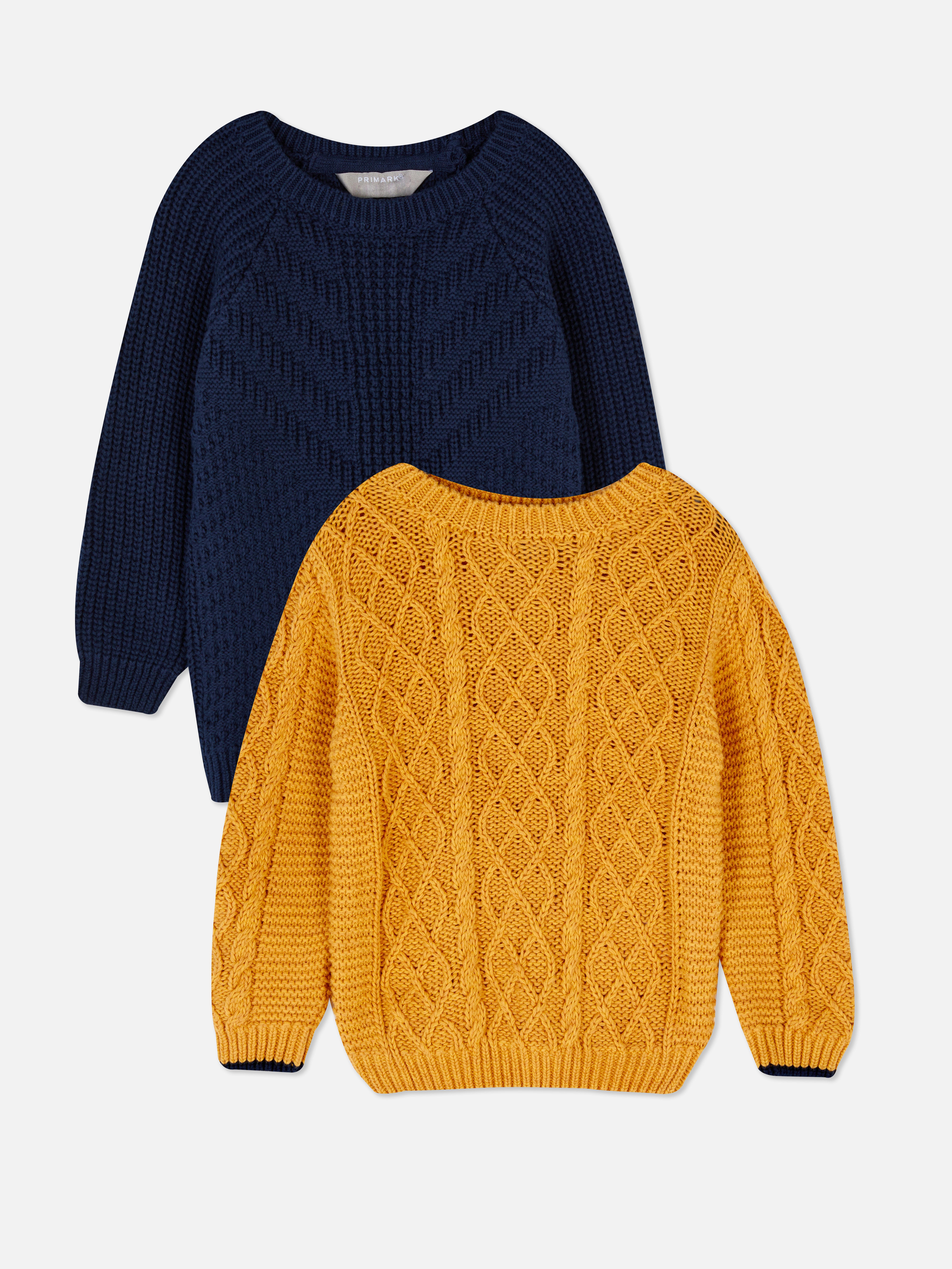 2pk Crew Neck Knitted Jumpers