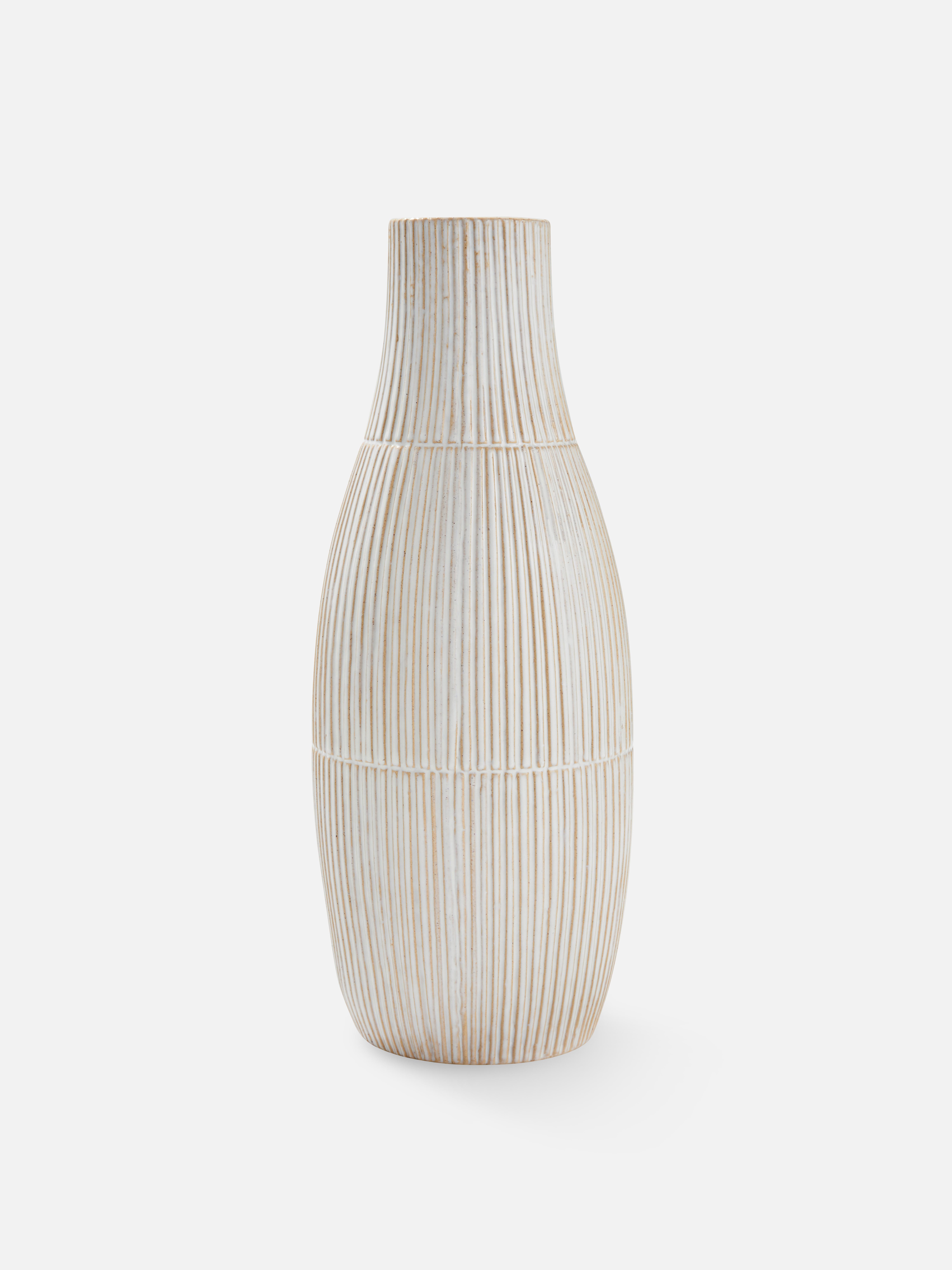 Tall Ridged Ceramic Vase