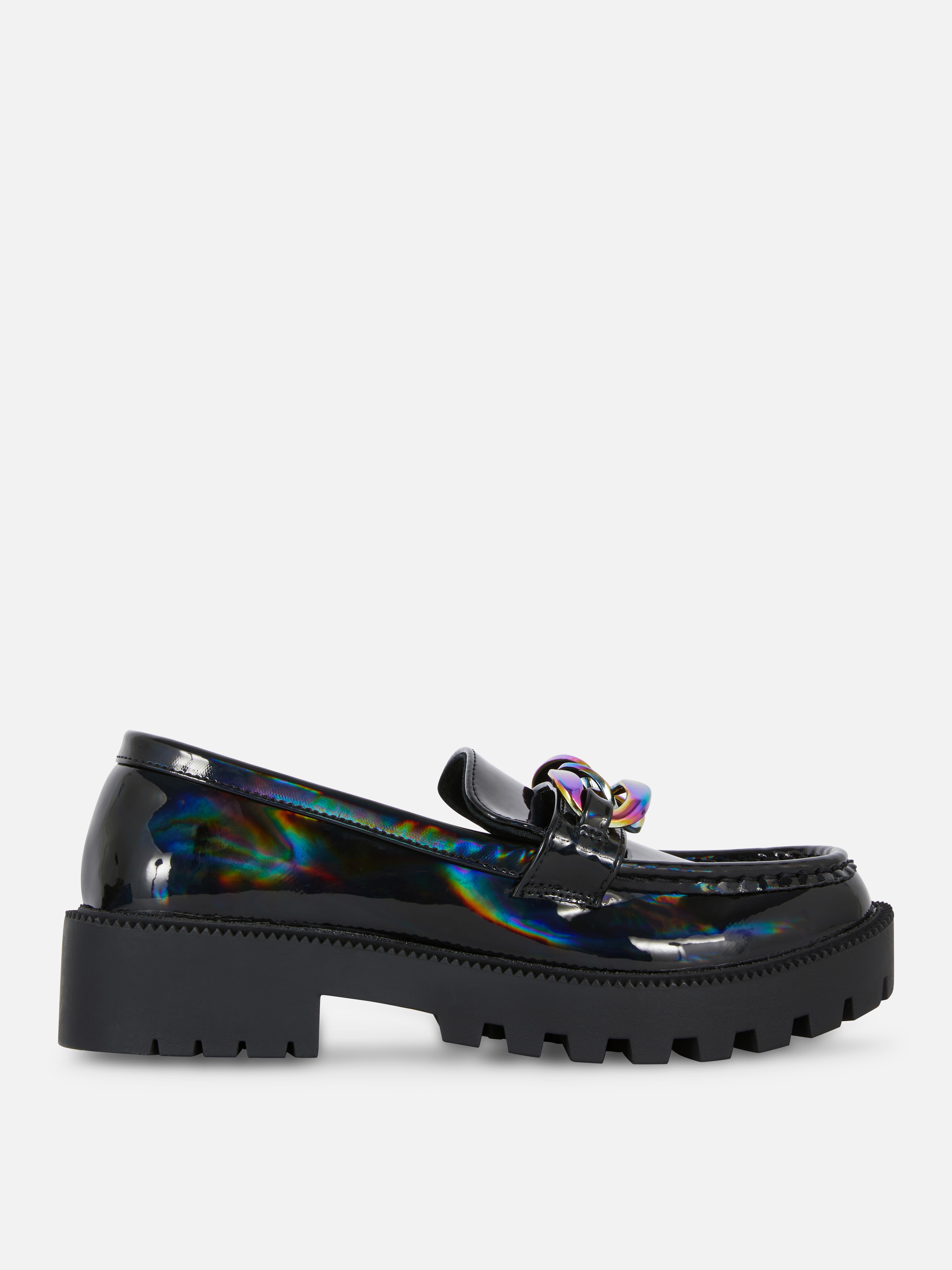 Iridescent Chain Loafers
