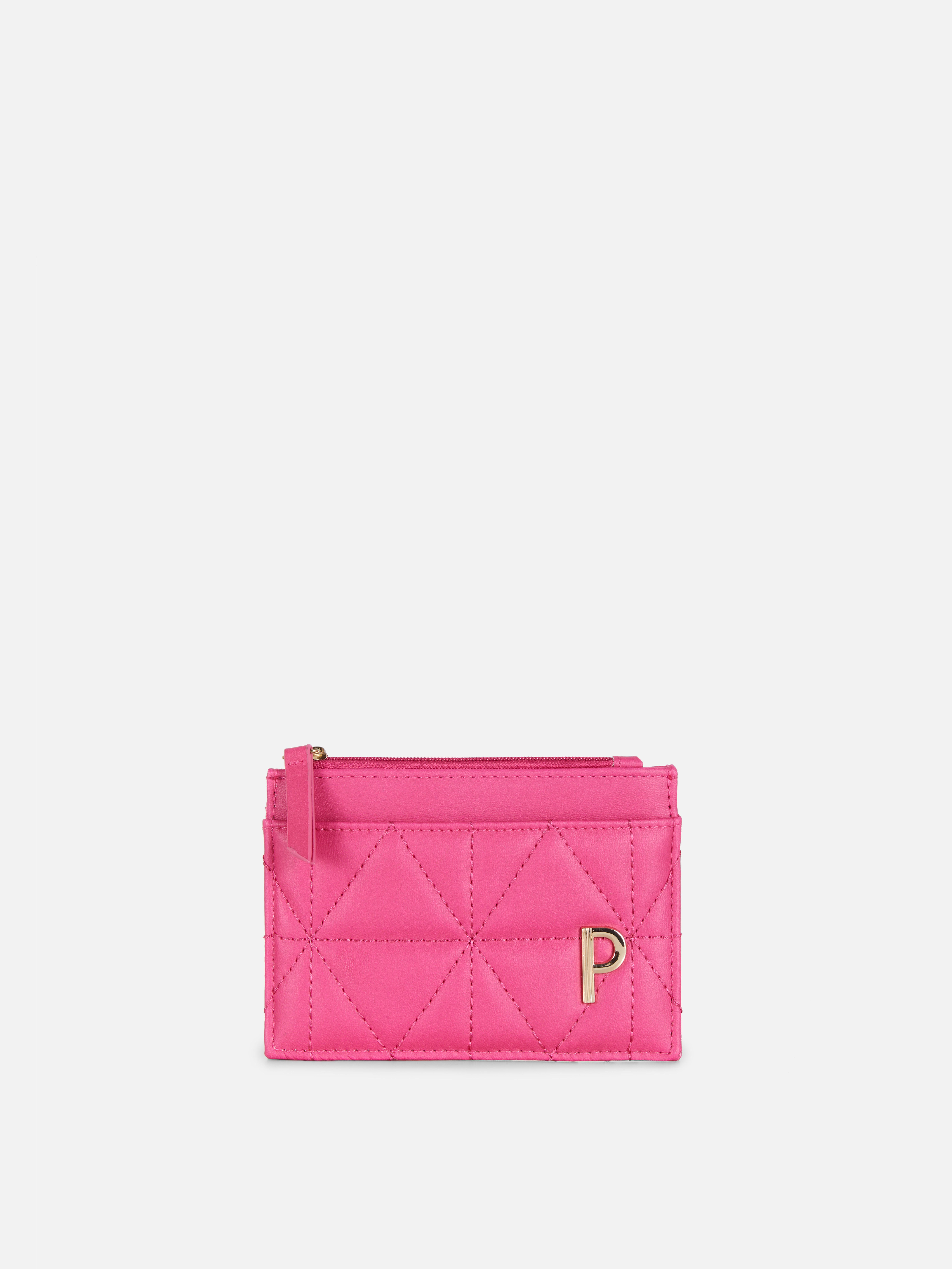 Diamond Quilted Card Holder Pink
