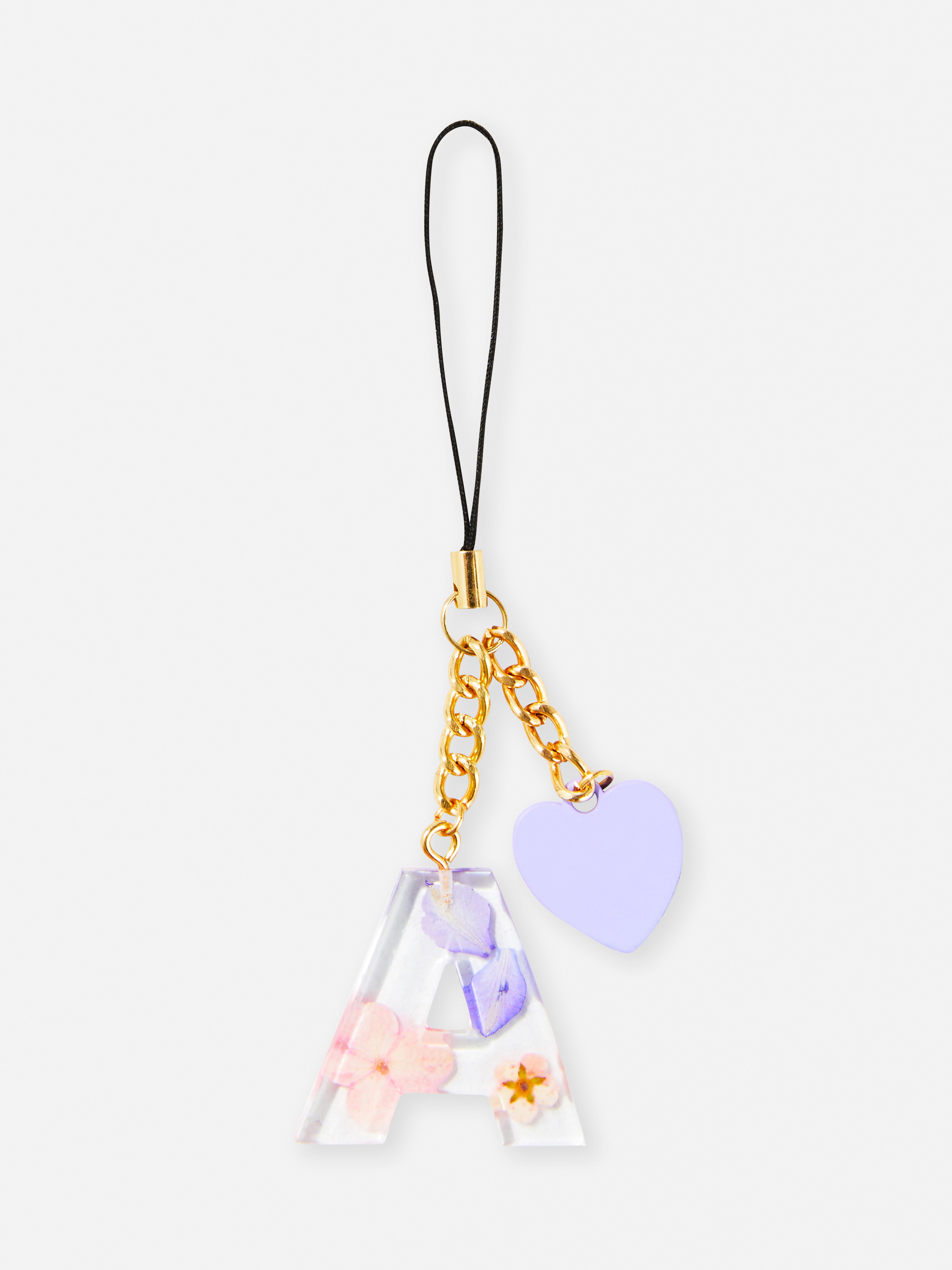 Floral Initial Phone Charm