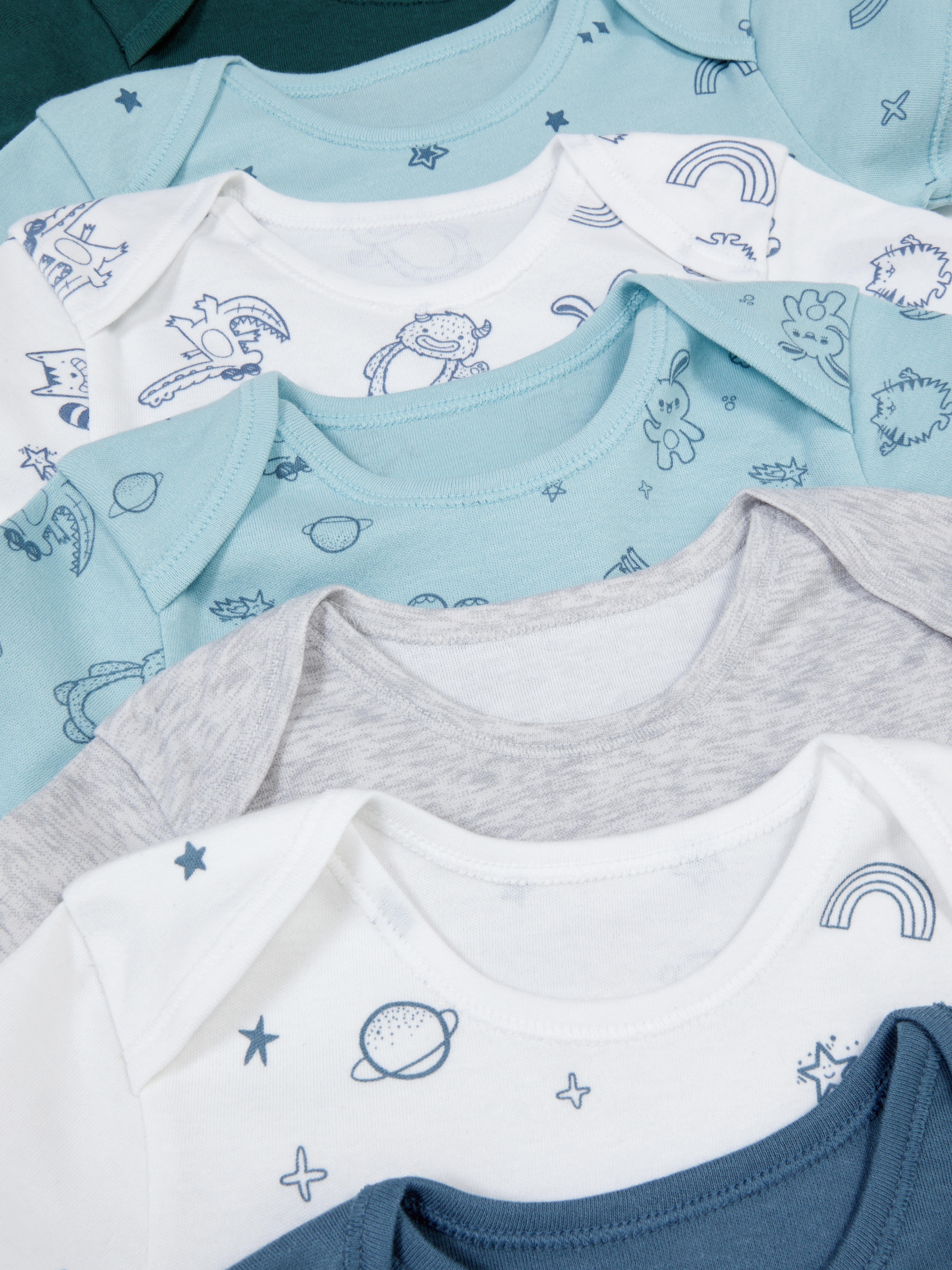 7pk Space and Creature Print Bodysuits
