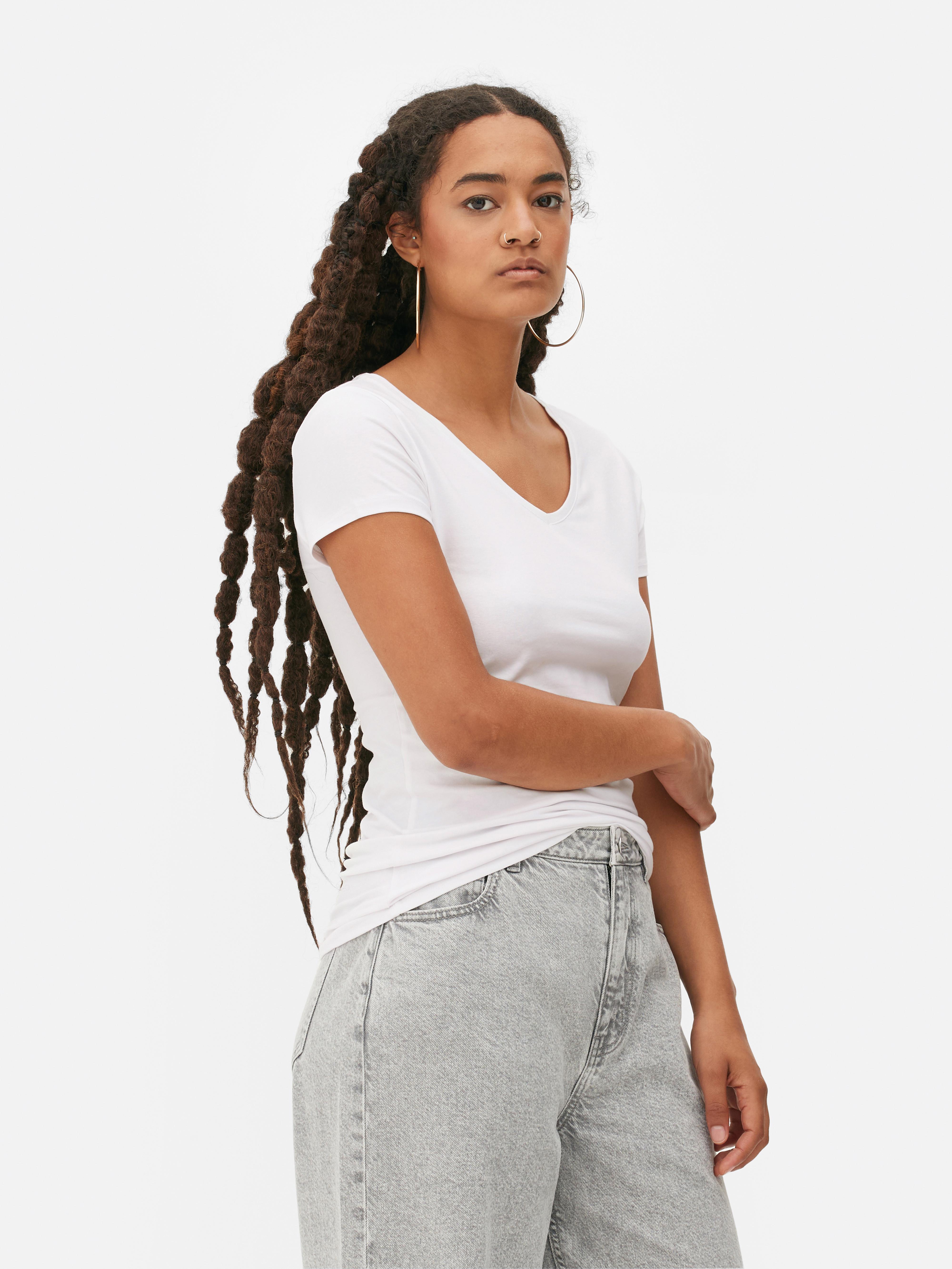 Stretch-T-Shirt mit V-Ausschnitt