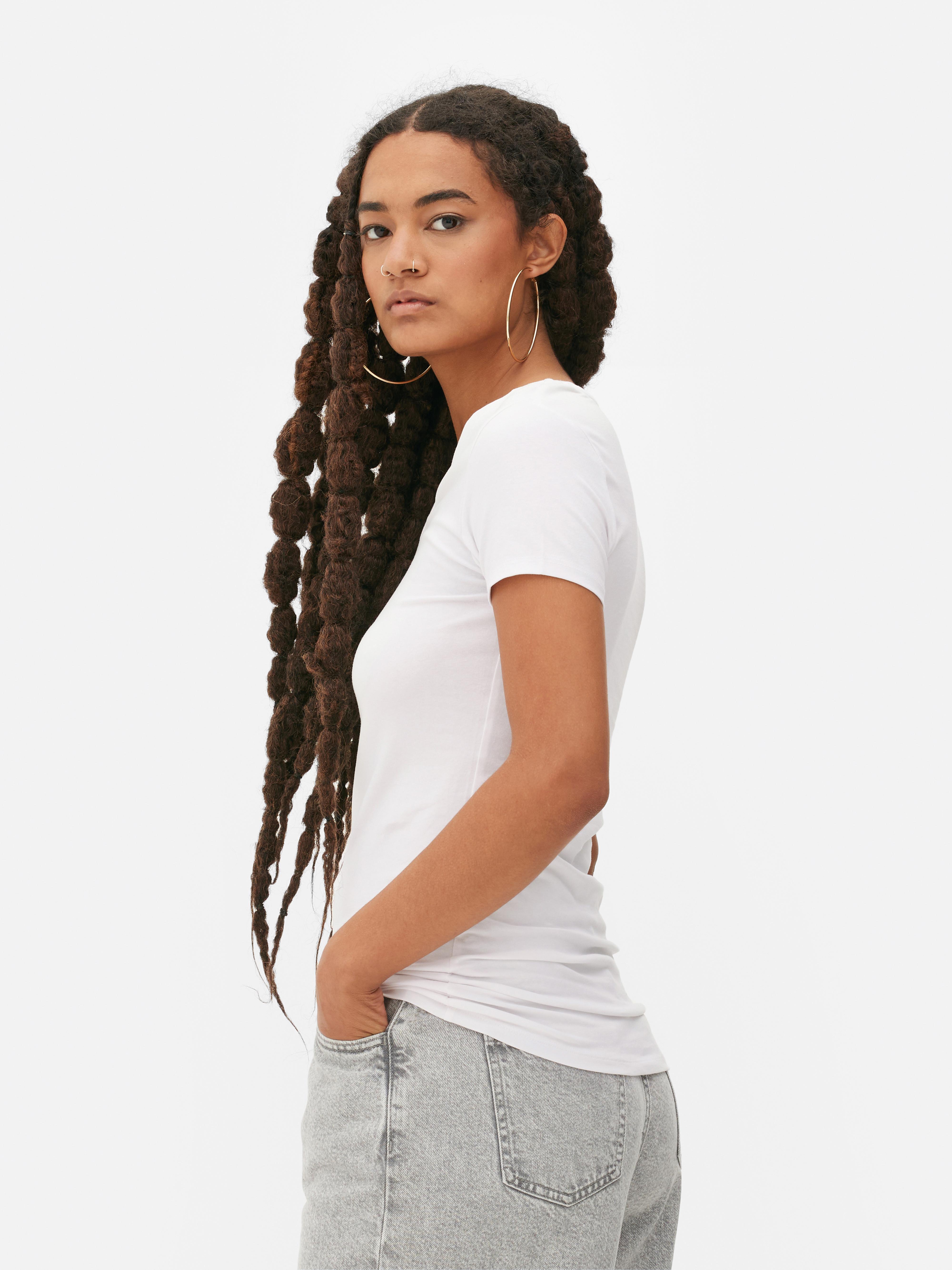 Women's White V-Neck Stretch T-Shirt | Primark